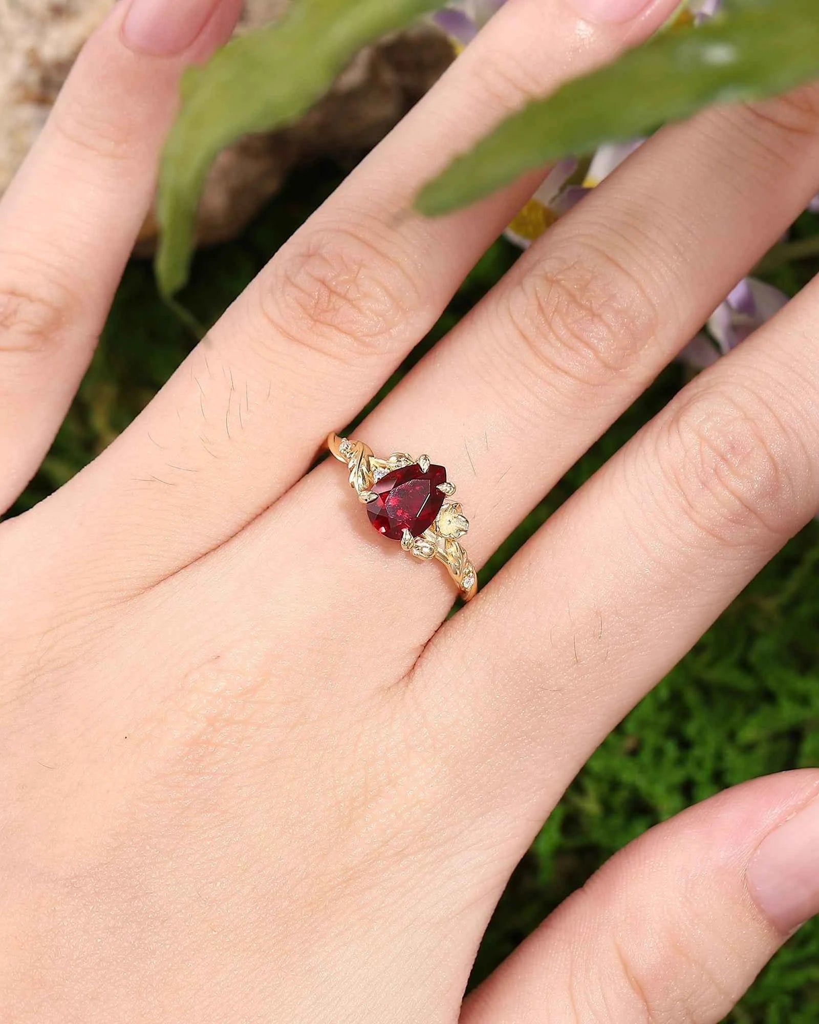 Floral Inspired | Poppy Design Ruby Engagement Ring