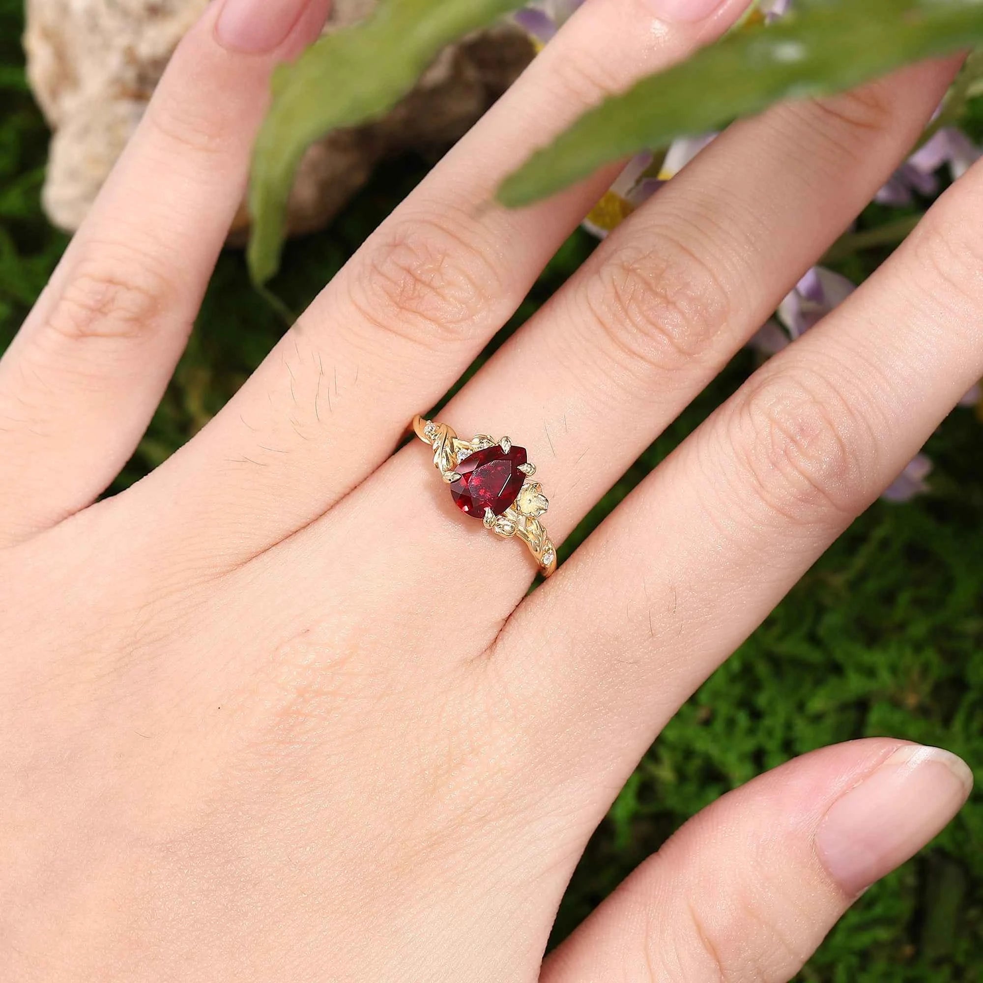 Floral Inspired | Poppy Design Ruby Engagement Ring