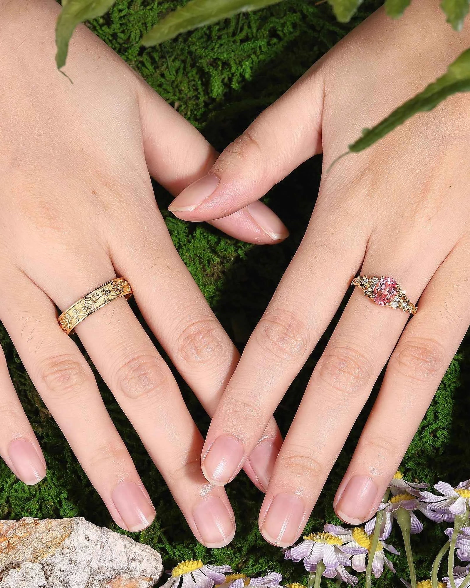Leaf Inspired | 3pcs Papalacha Leaf Clover Design Couple Rings Set (Copy)