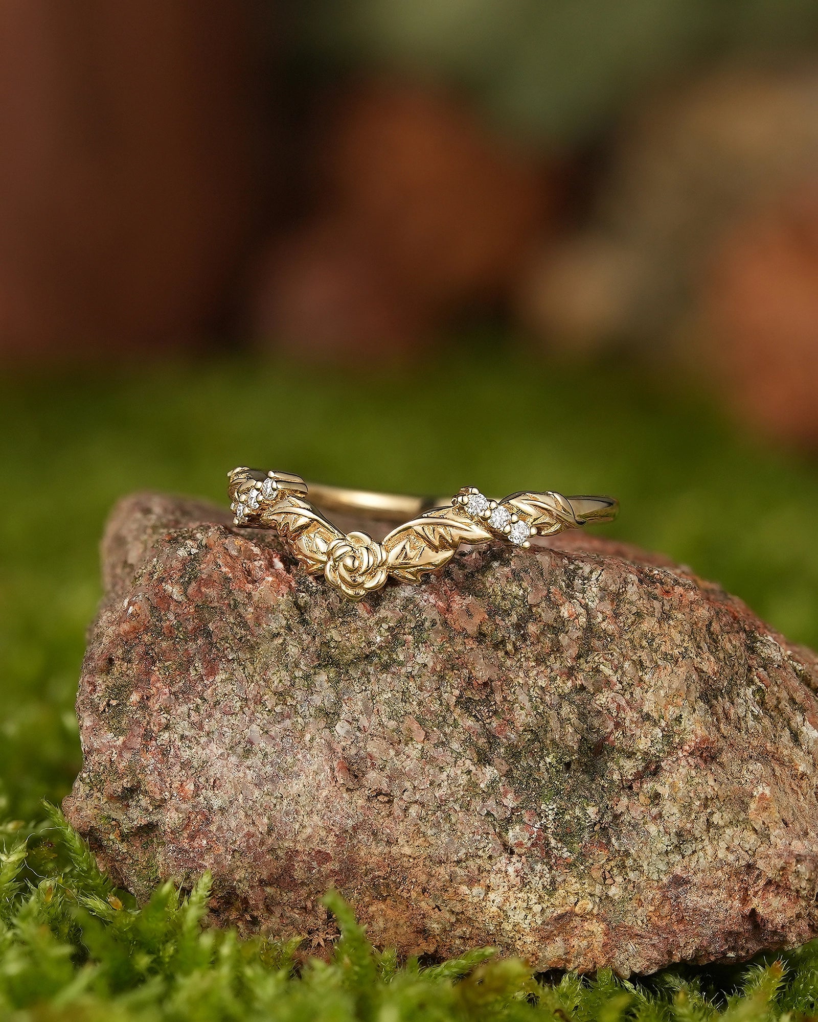 LCCjewelry | Unique Rose Inspired Moissanite Curved Wedding Band For Women - LCCjewelry