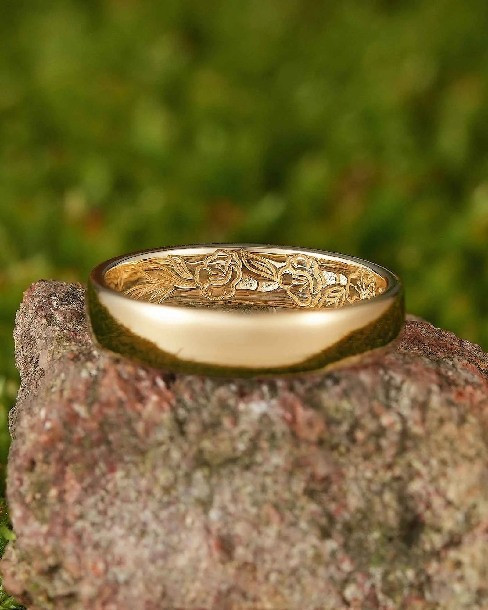 Floral Inspired | Moning Glory Design Gold Wedding Band