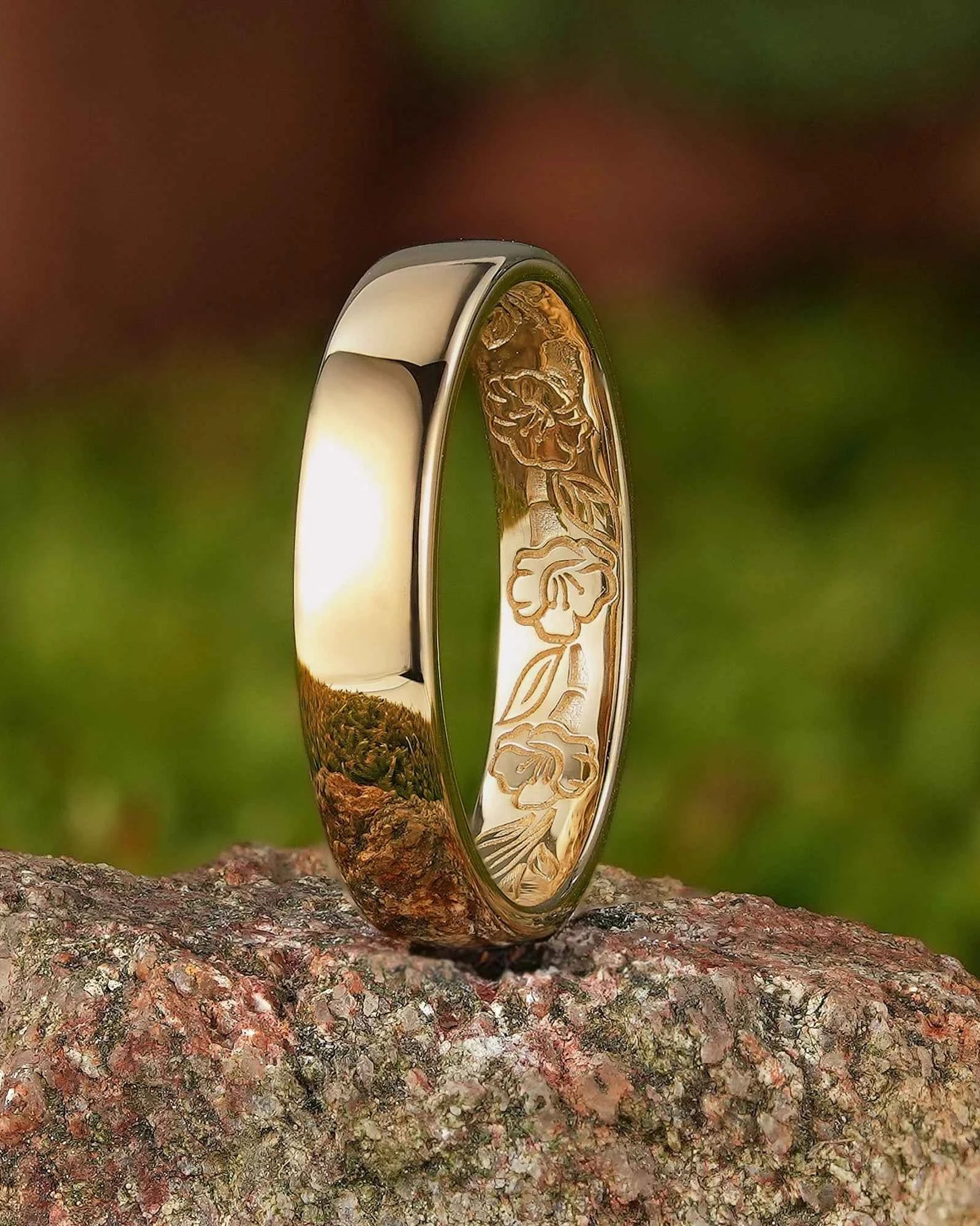 Floral Inspired | Moning Glory Design Gold Wedding Band