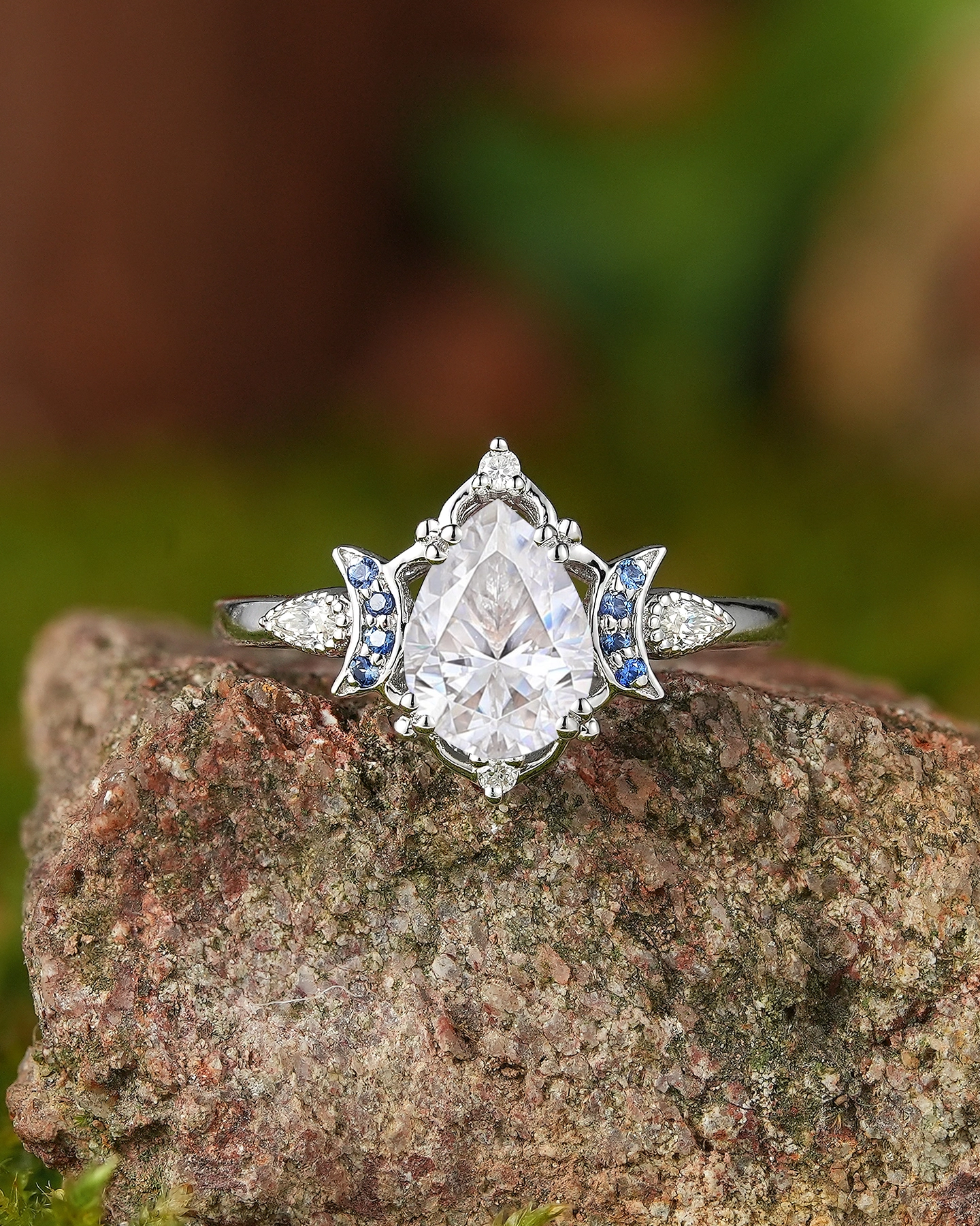Moon Inspired | 1.2ct Moissanite Moon Design Engagement Ring - LCCjewelry