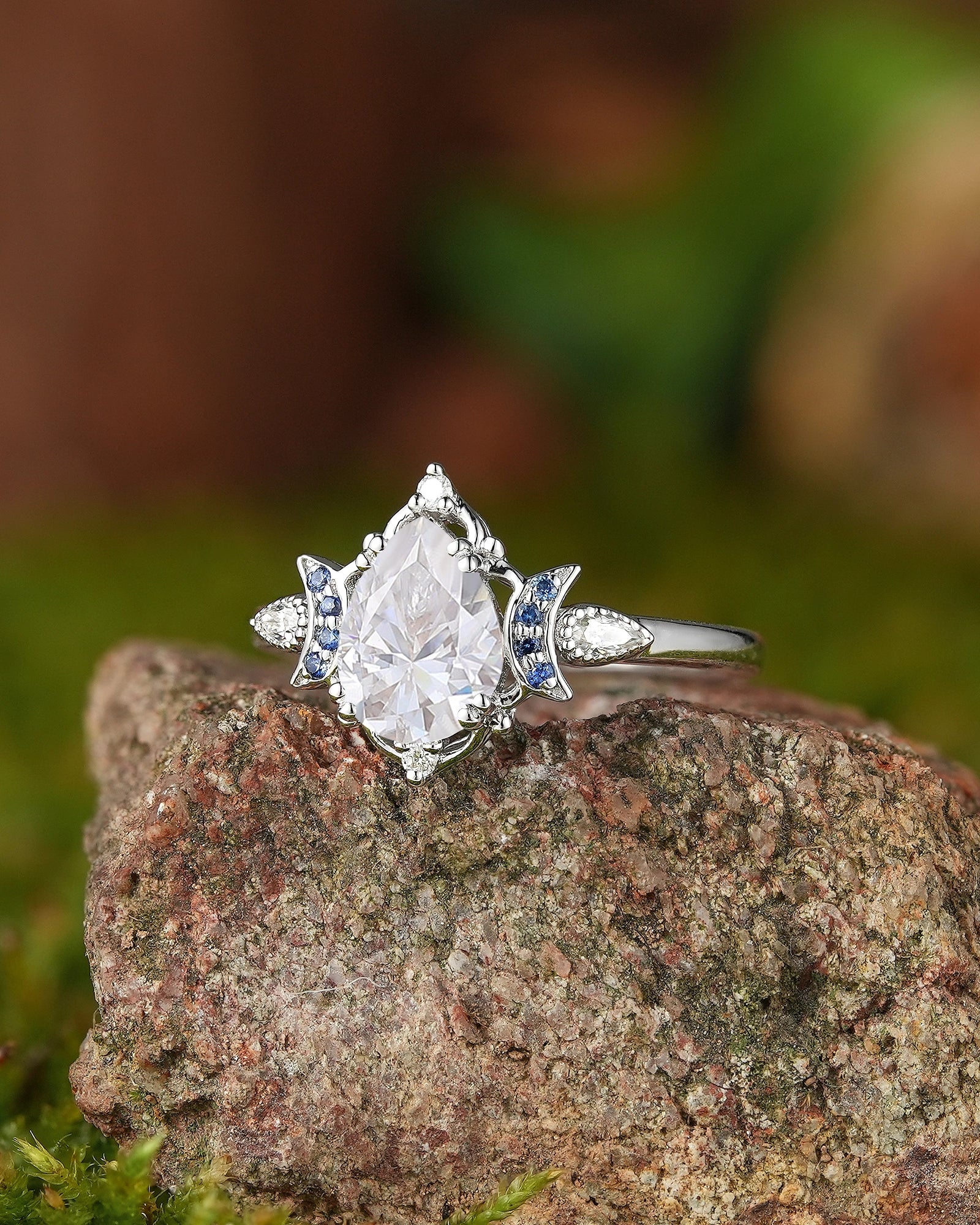Moon Inspired | 1.2ct Moissanite Moon Design Engagement Ring - LCCjewelry