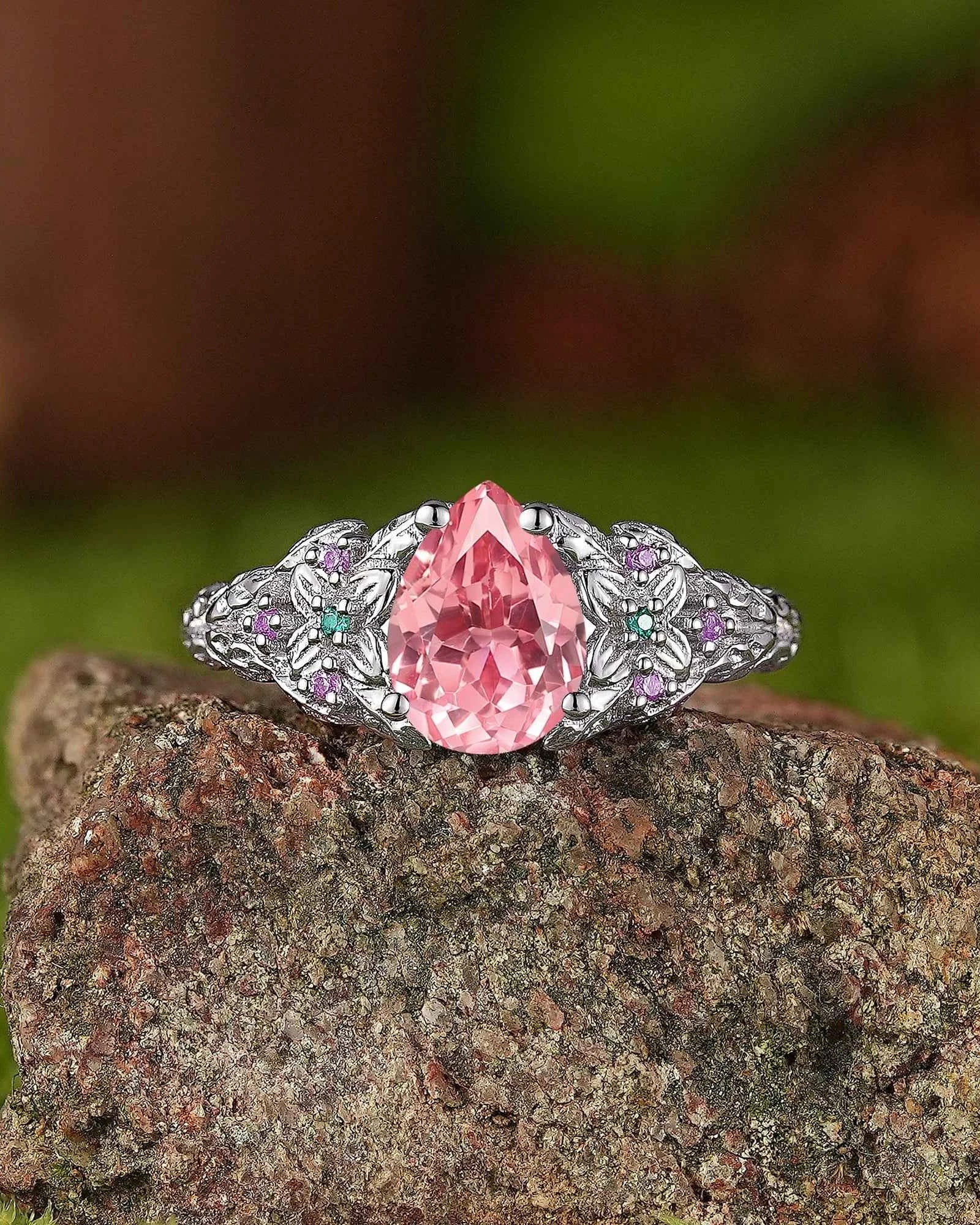 Leaf Inspired | Leaf Clover Design Papalacha Engagement Ring