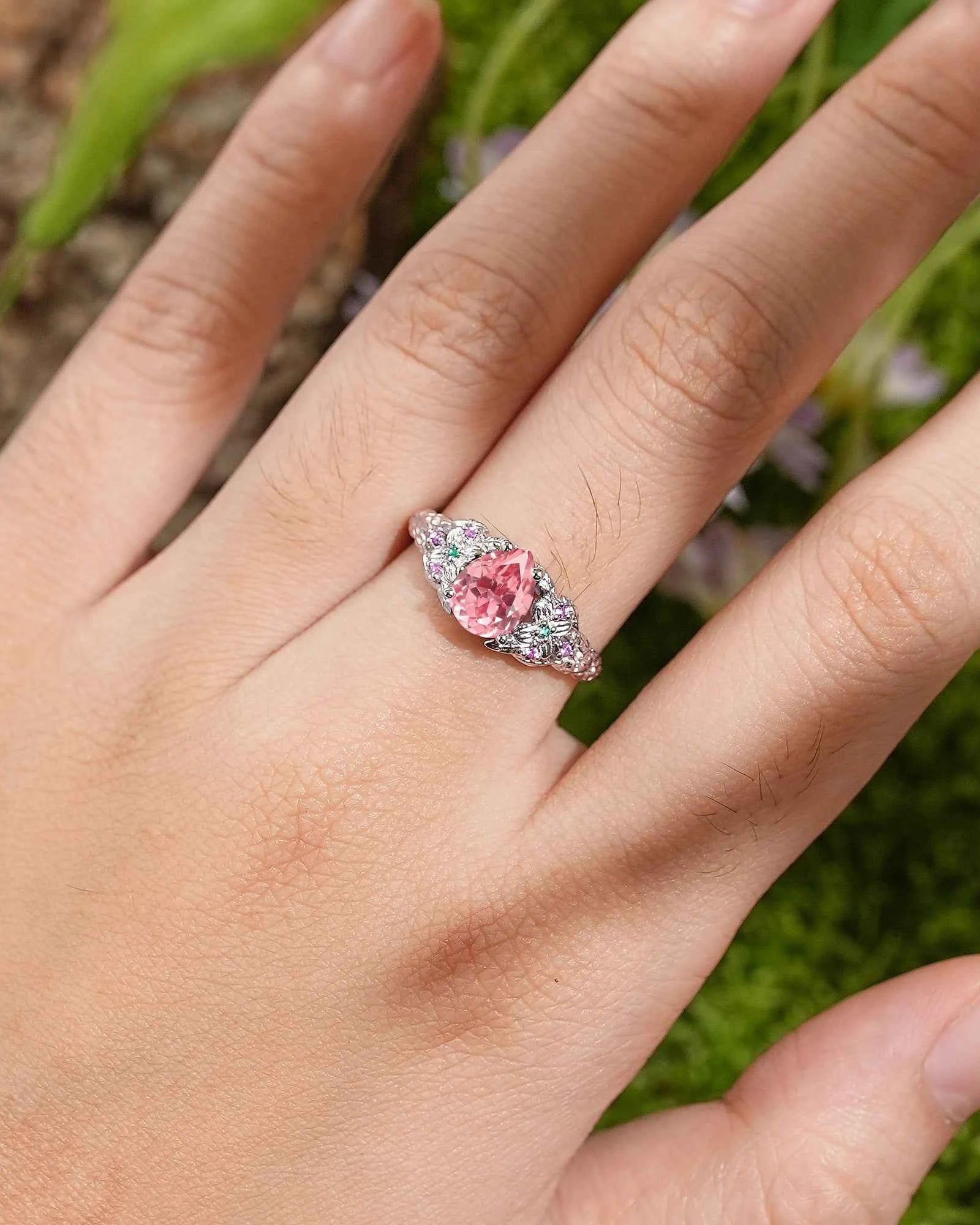 Leaf Inspired | Leaf Clover Design Papalacha Engagement Ring