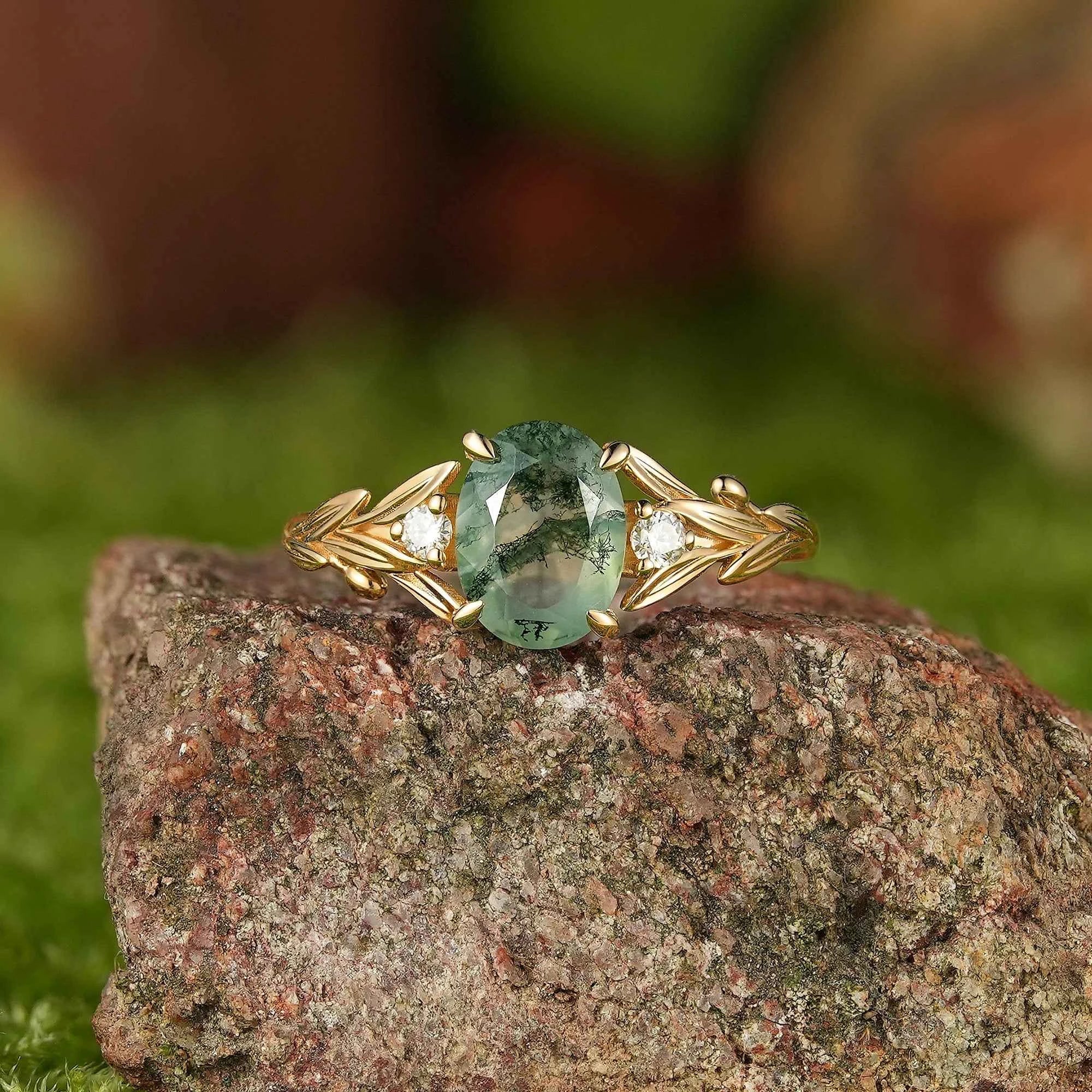 Leaf Inspired | Ivy Leaf Design Moissanite Engagement Ring