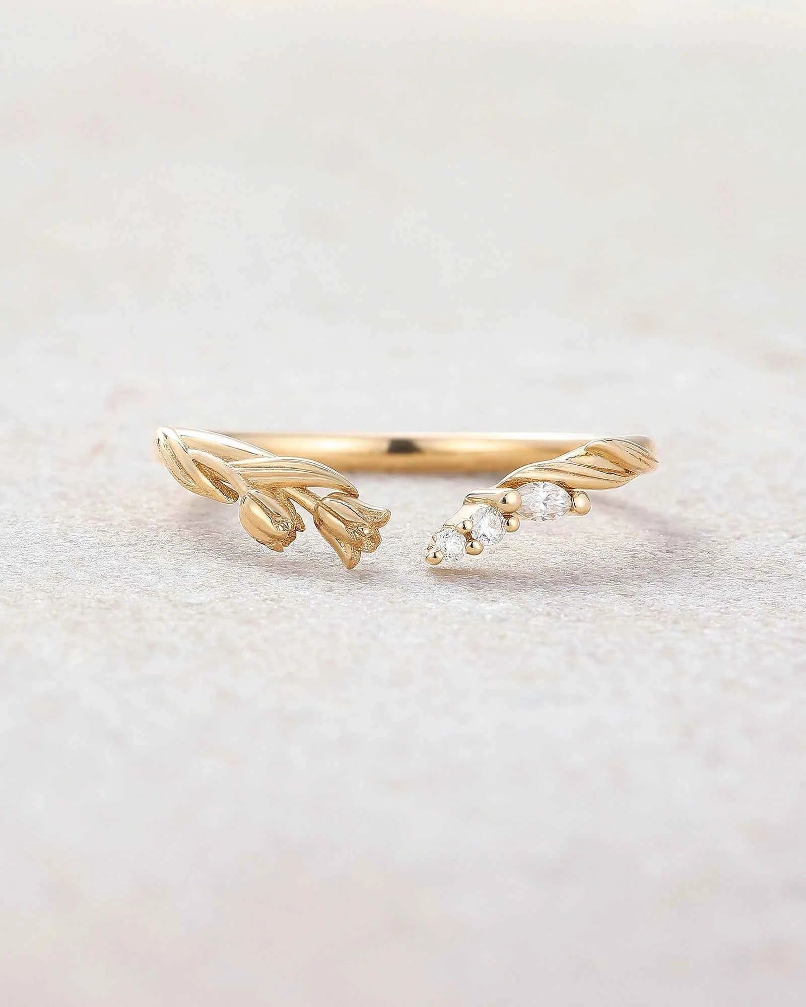Floral Inspired | Tulip Design Curved Stacking Wedding Band