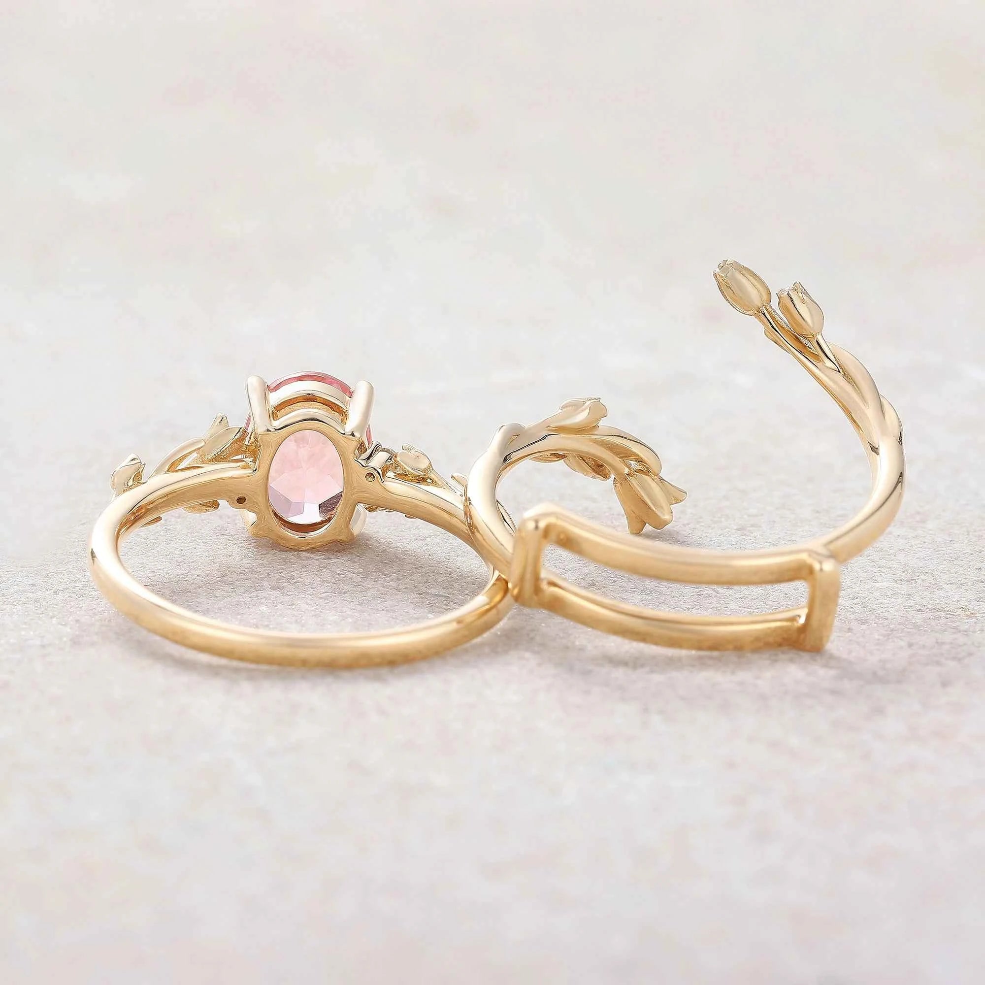 Floral Inspired | 2pc Papalacha Tulip Engagement Ring Set