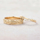 Floral Inspired | 2pc Tulip Flower Design Wedding Ring Set