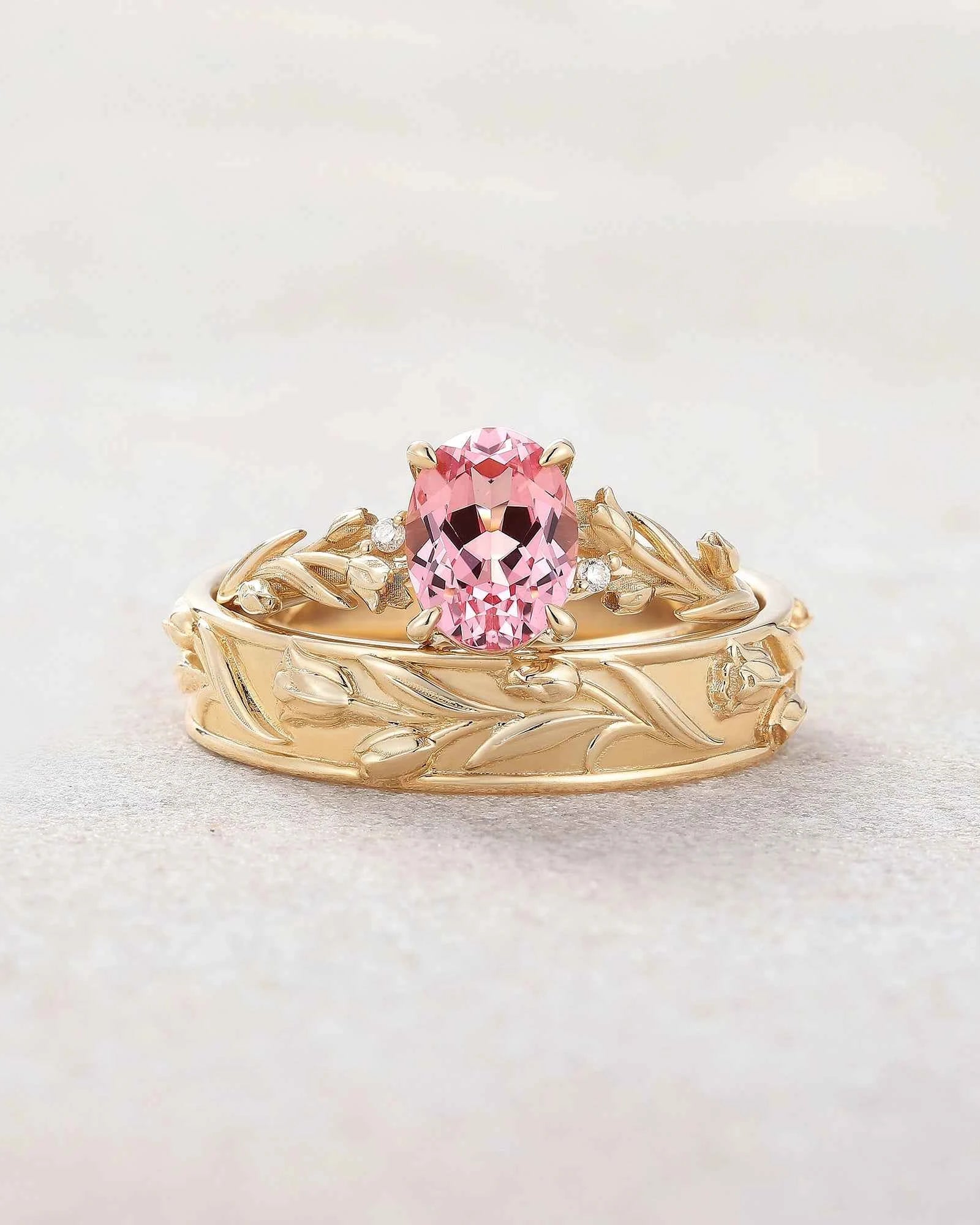 Floral Inspired | Papalacha Tulip Flower Design Couple Ring Set