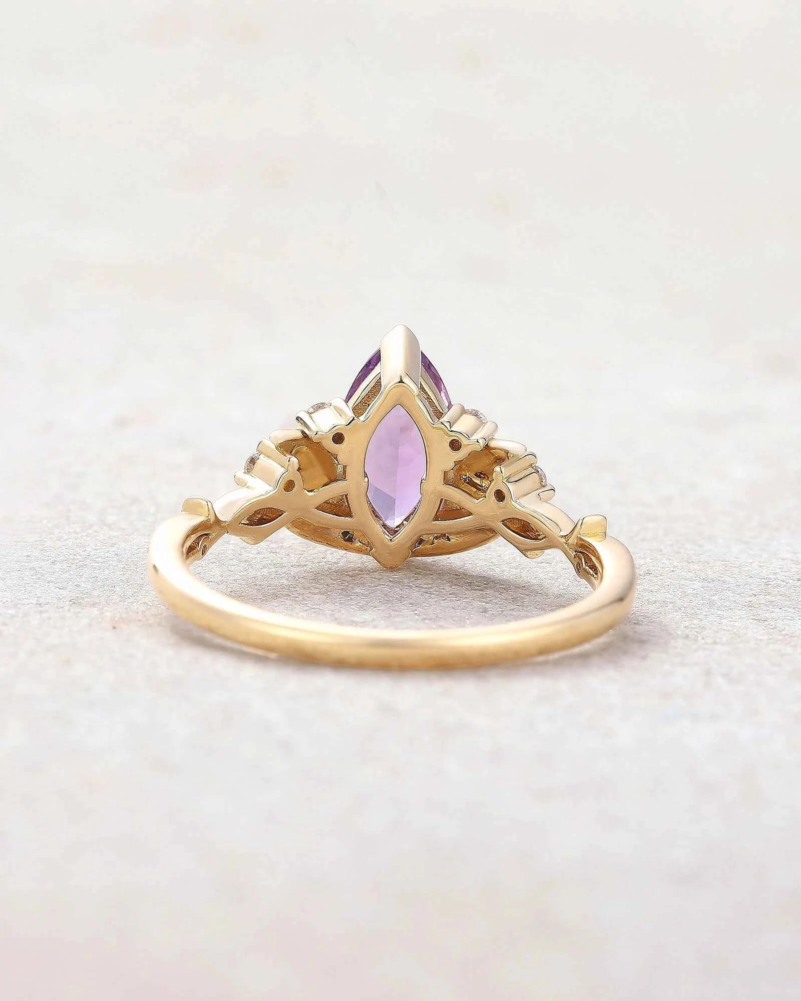 Floral Inspired | Water Lily Design Amethyst Engagement Ring