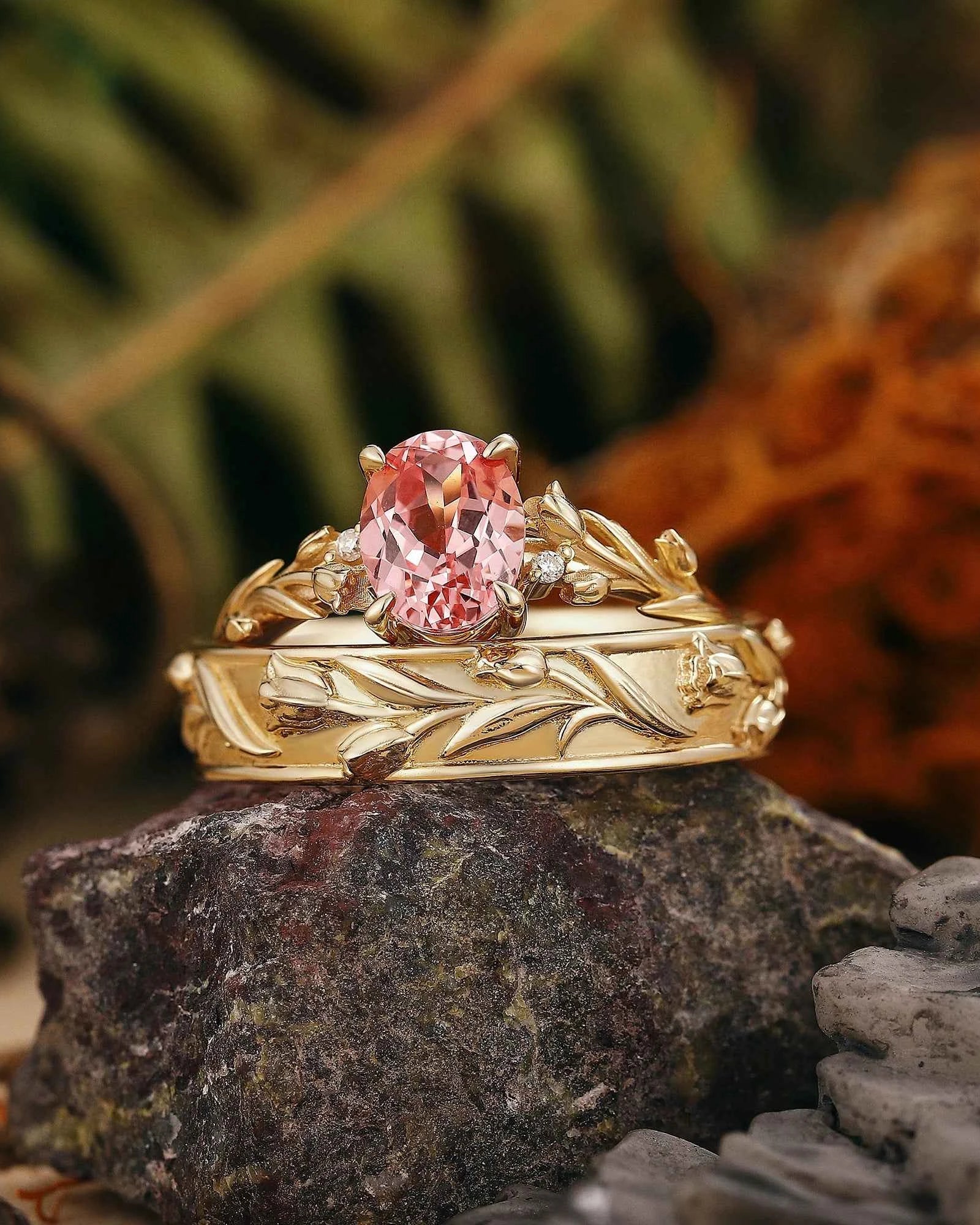 Floral Inspired | Papalacha Tulip Flower Design Couple Ring Set