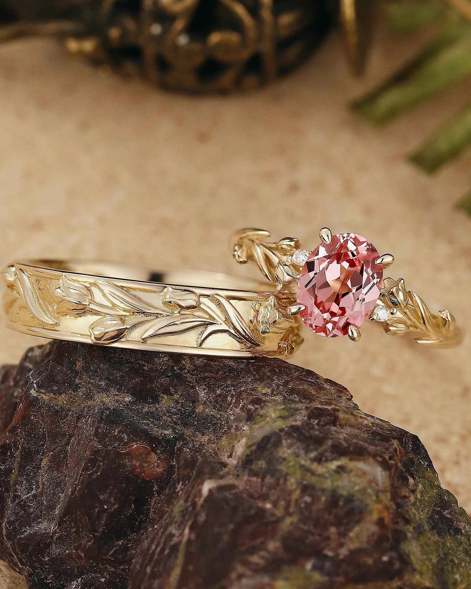 Floral Inspired | Papalacha Tulip Flower Design Couple Ring Set