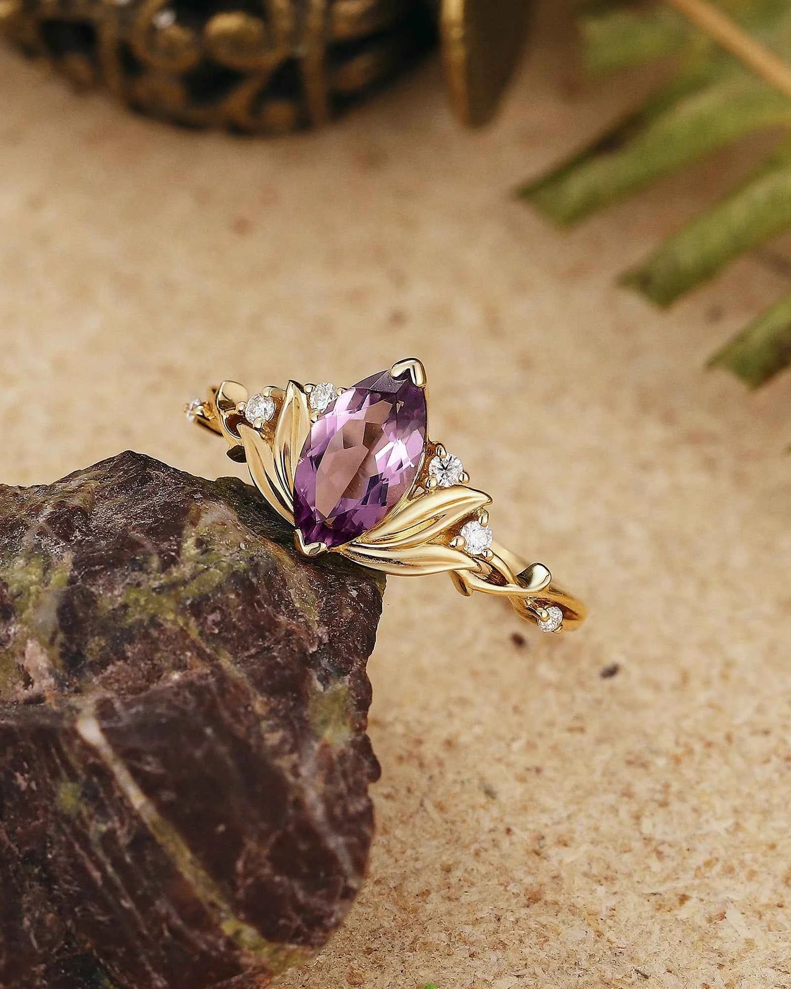 Floral Inspired | Water Lily Design Amethyst Engagement Ring