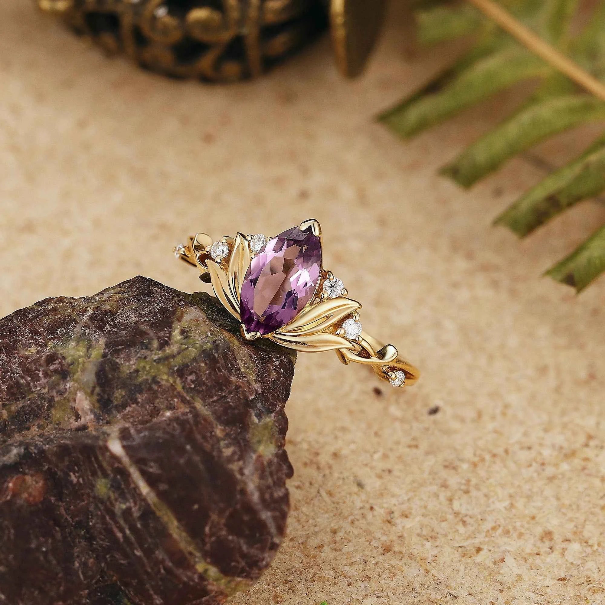 Floral Inspired | Water Lily Design Amethyst Engagement Ring