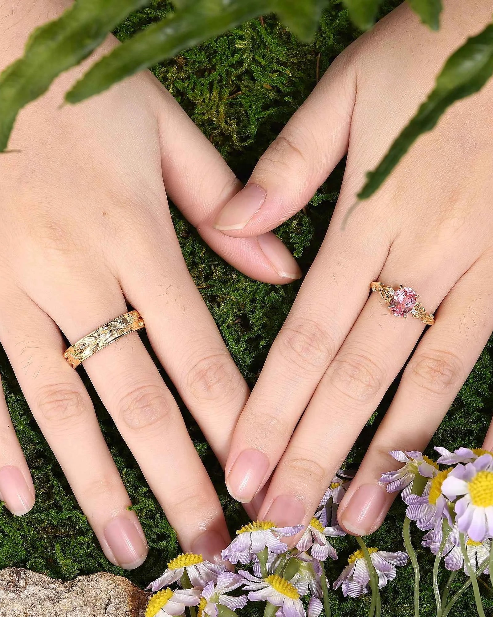 Floral Inspired | Papalacha Tulip Flower Design Couple Ring Set