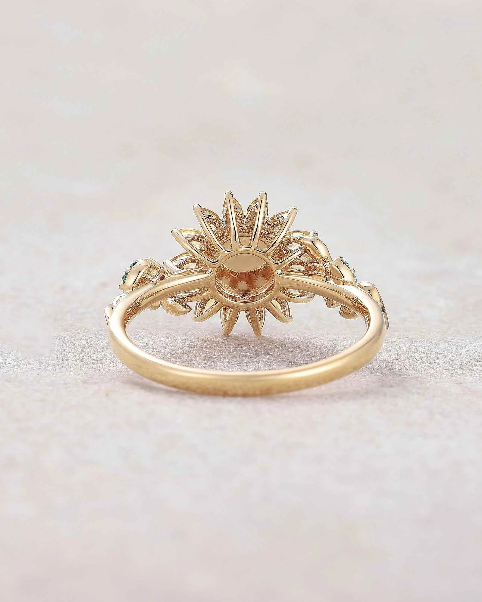 LCCjewelry | Black Opal Sunflower Engagement Ring - 7mm