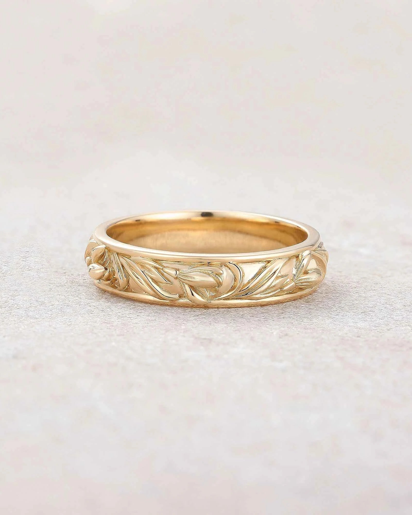 Floral Inspired | Snowdrop Design Gold Wedding Band