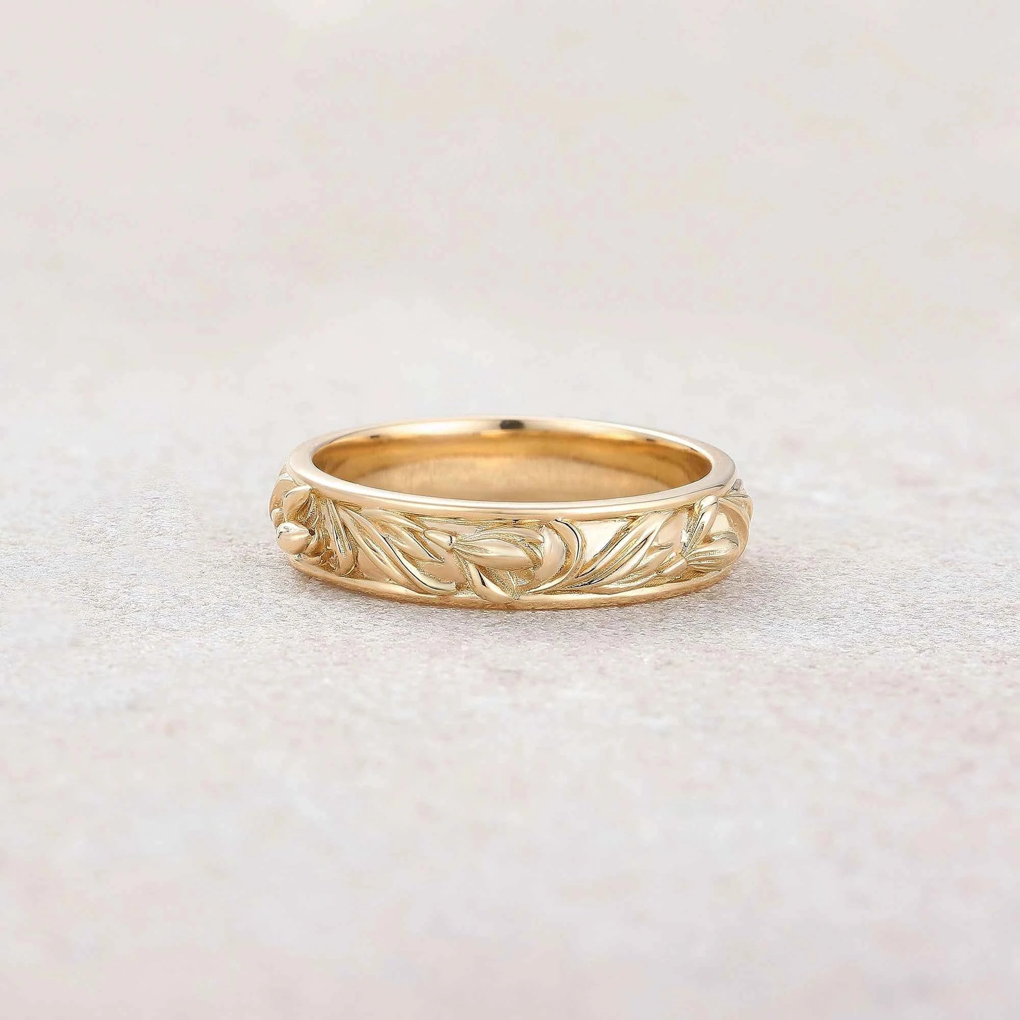 Floral Inspired | Snowdrop Design Gold Wedding Band