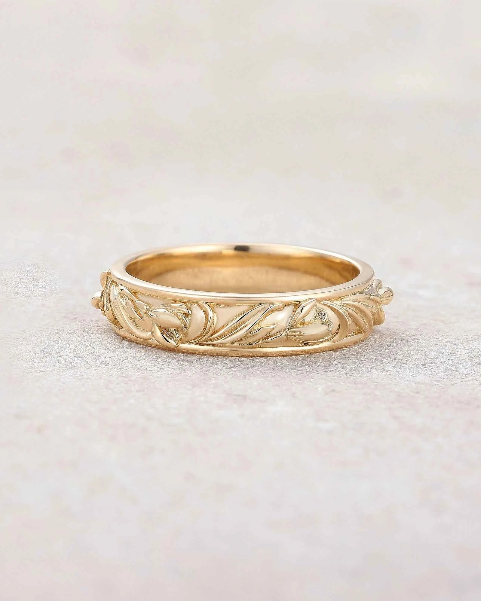 Floral Inspired | Snowdrop Design Gold Wedding Band
