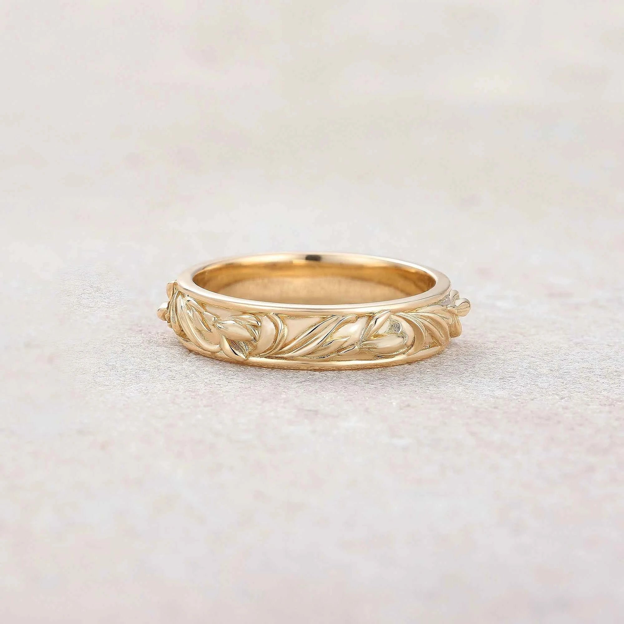 Floral Inspired | Snowdrop Design Gold Wedding Band