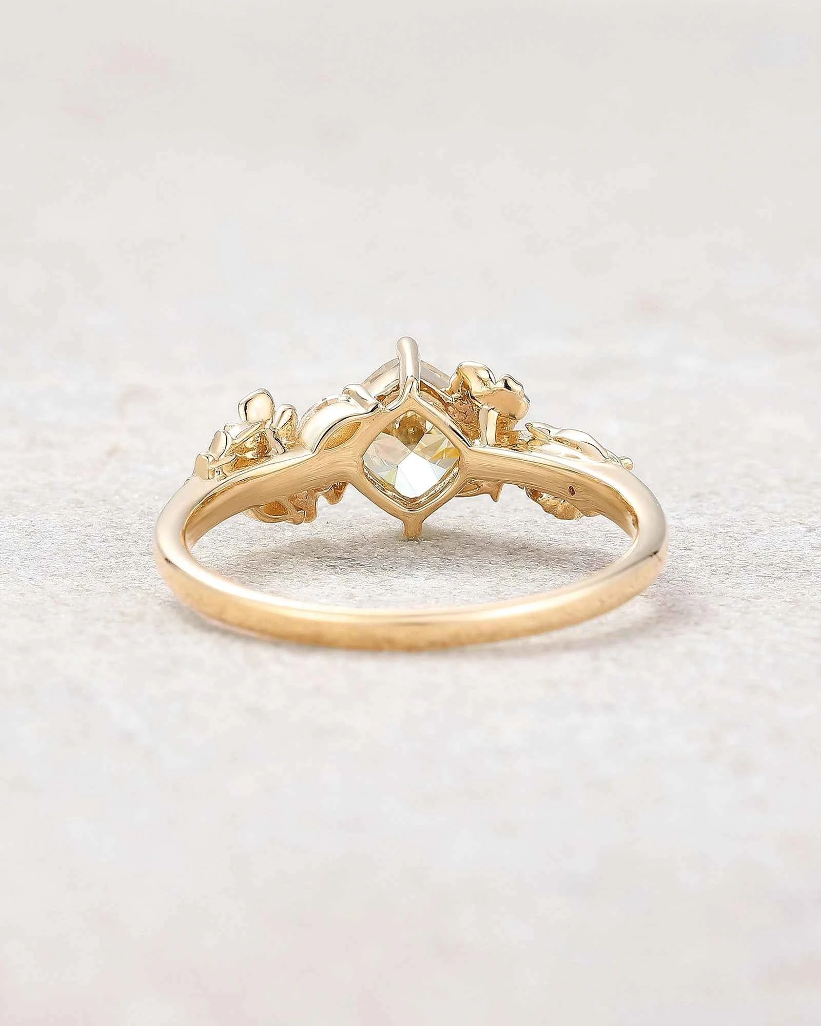 Floral Inspired | Cosmos Design Yellow Moissanite Engagement Ring
