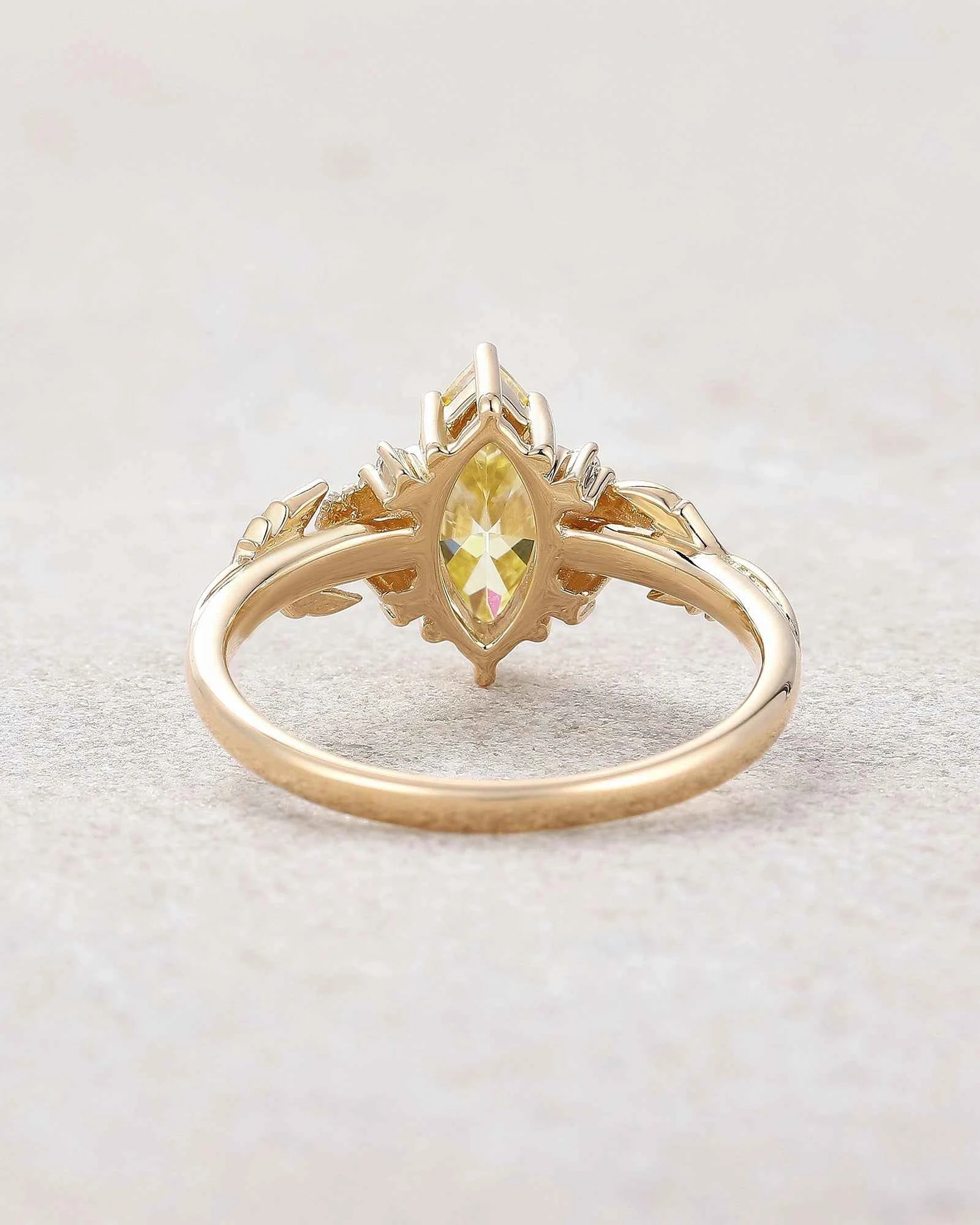 Floral Inspired | Chrysanthemum Design Yellow Moissanite Engagement Ring