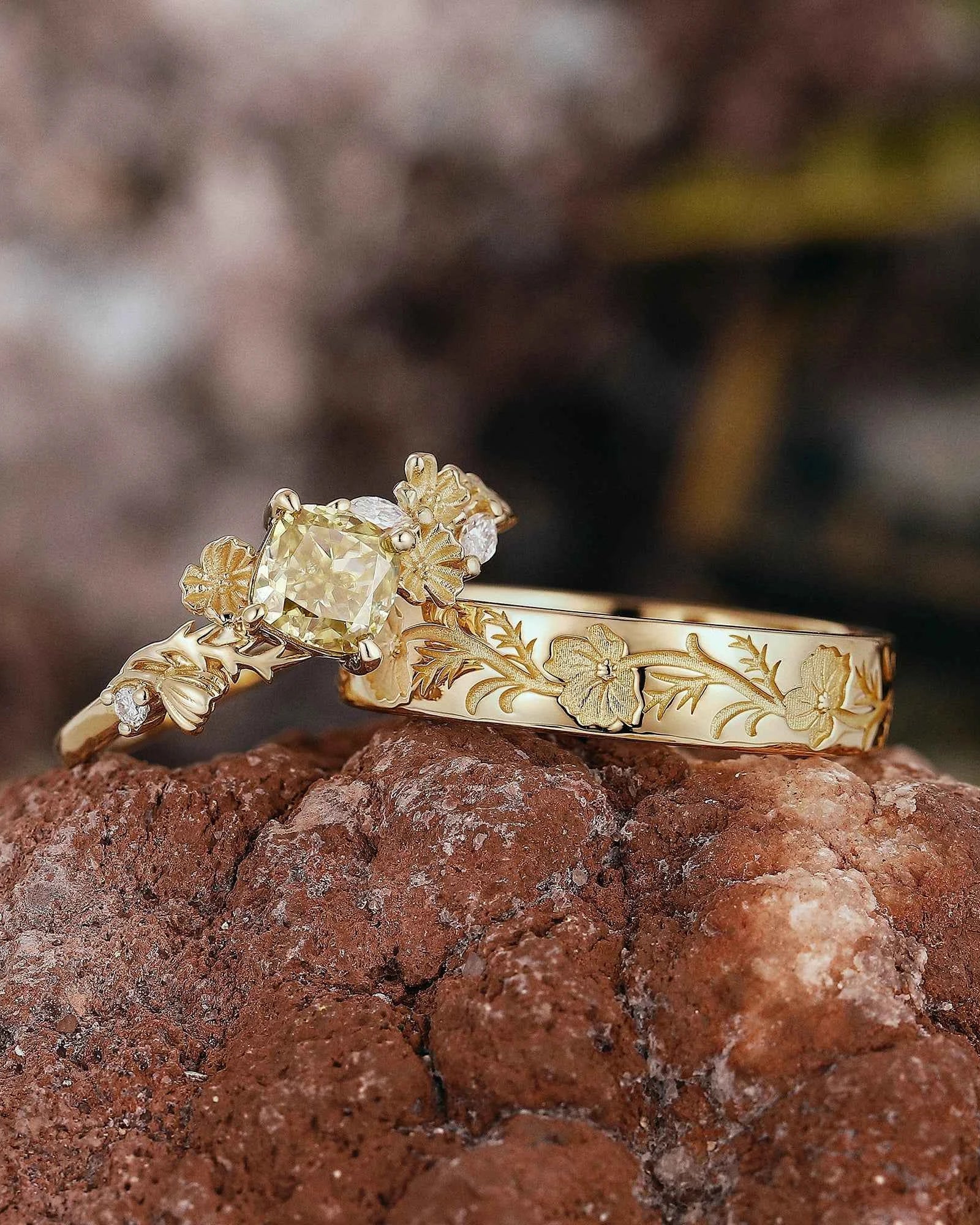 Floral Inspired | 2pcs Cosmos Design Moissanite Couple Rings