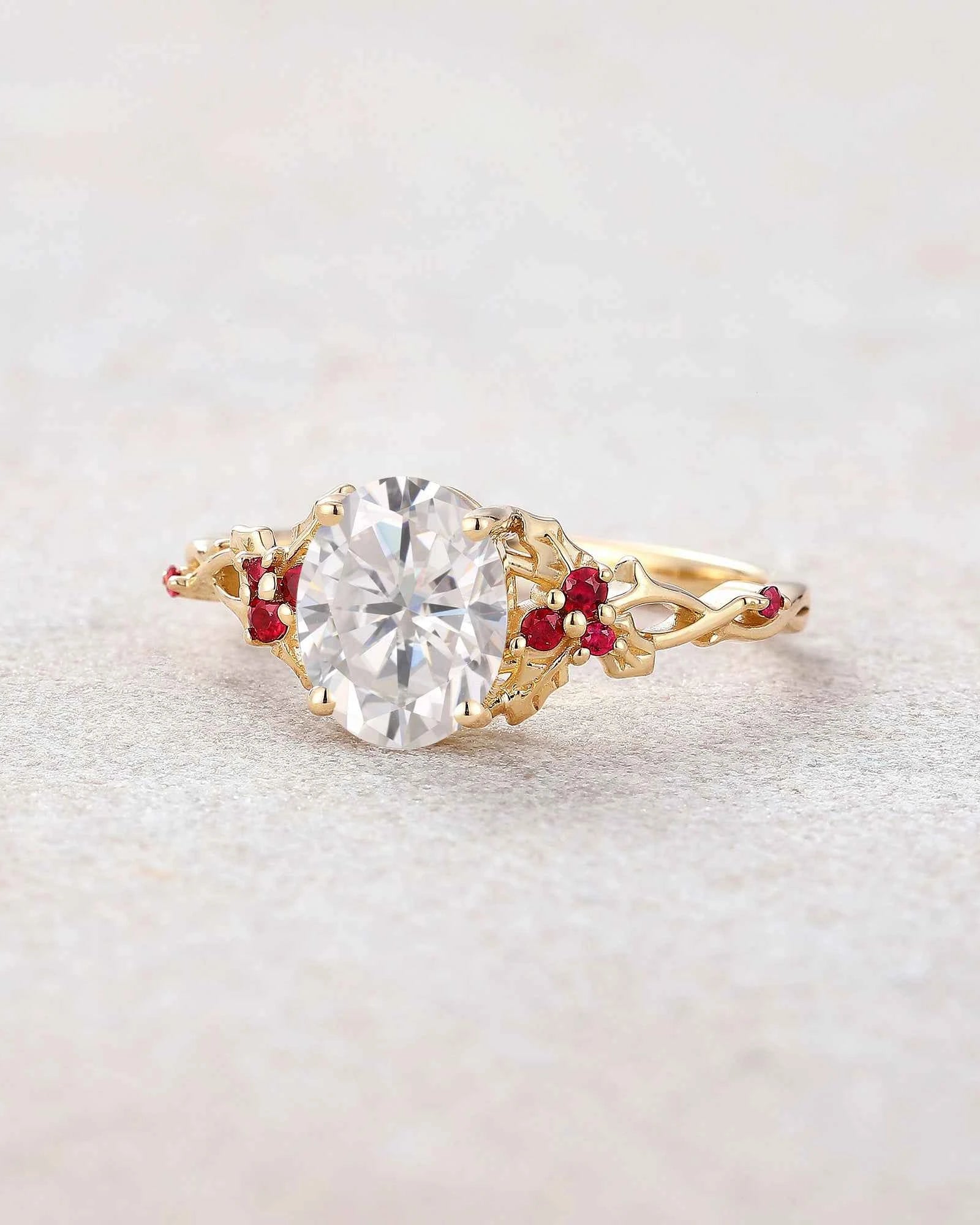 Leaf Inspired | Christmas Holly Leaf Moissanite Engagement Ring