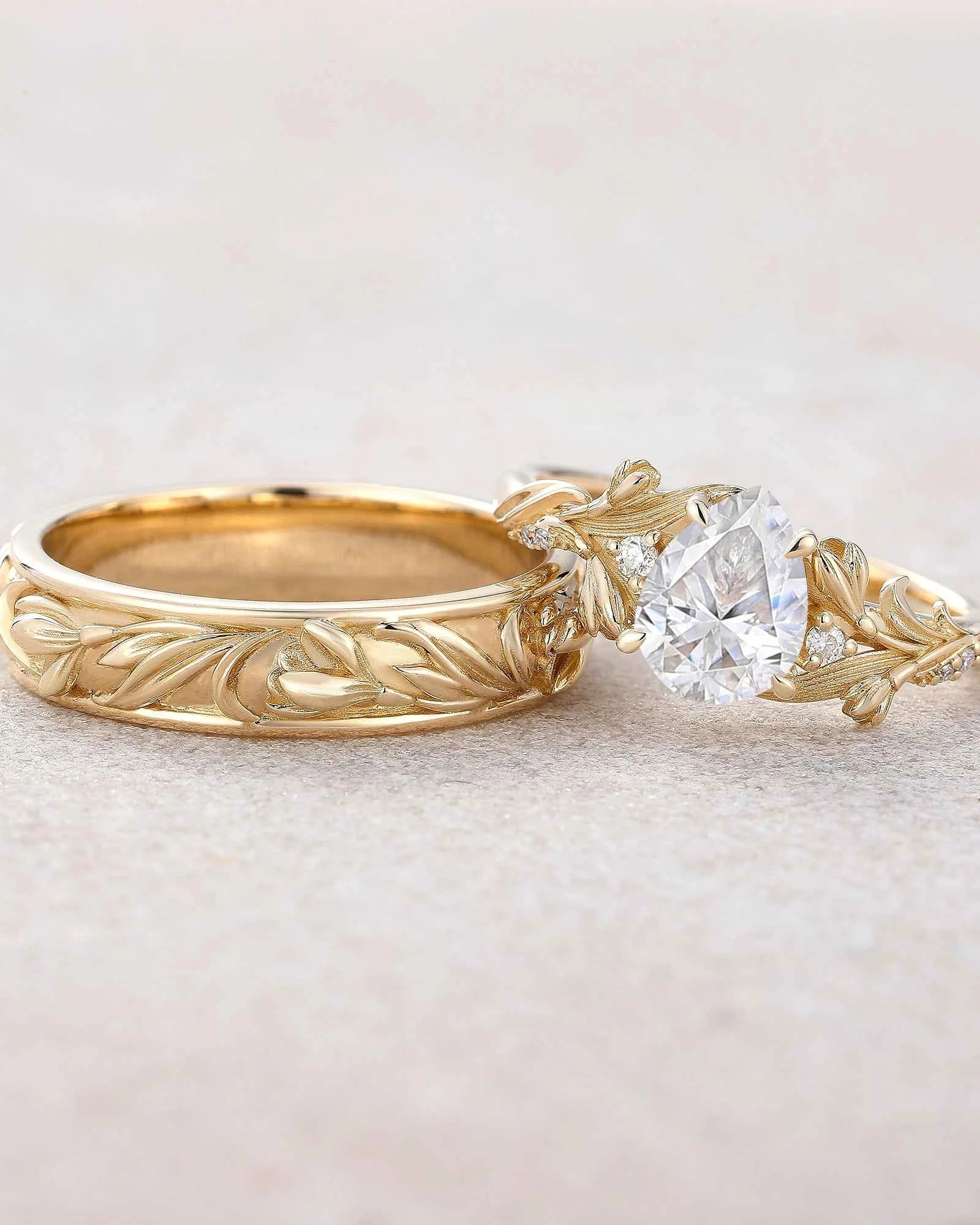 Floral Inspired | 2pcs Snowdrop Design Moissanite Couple Rings