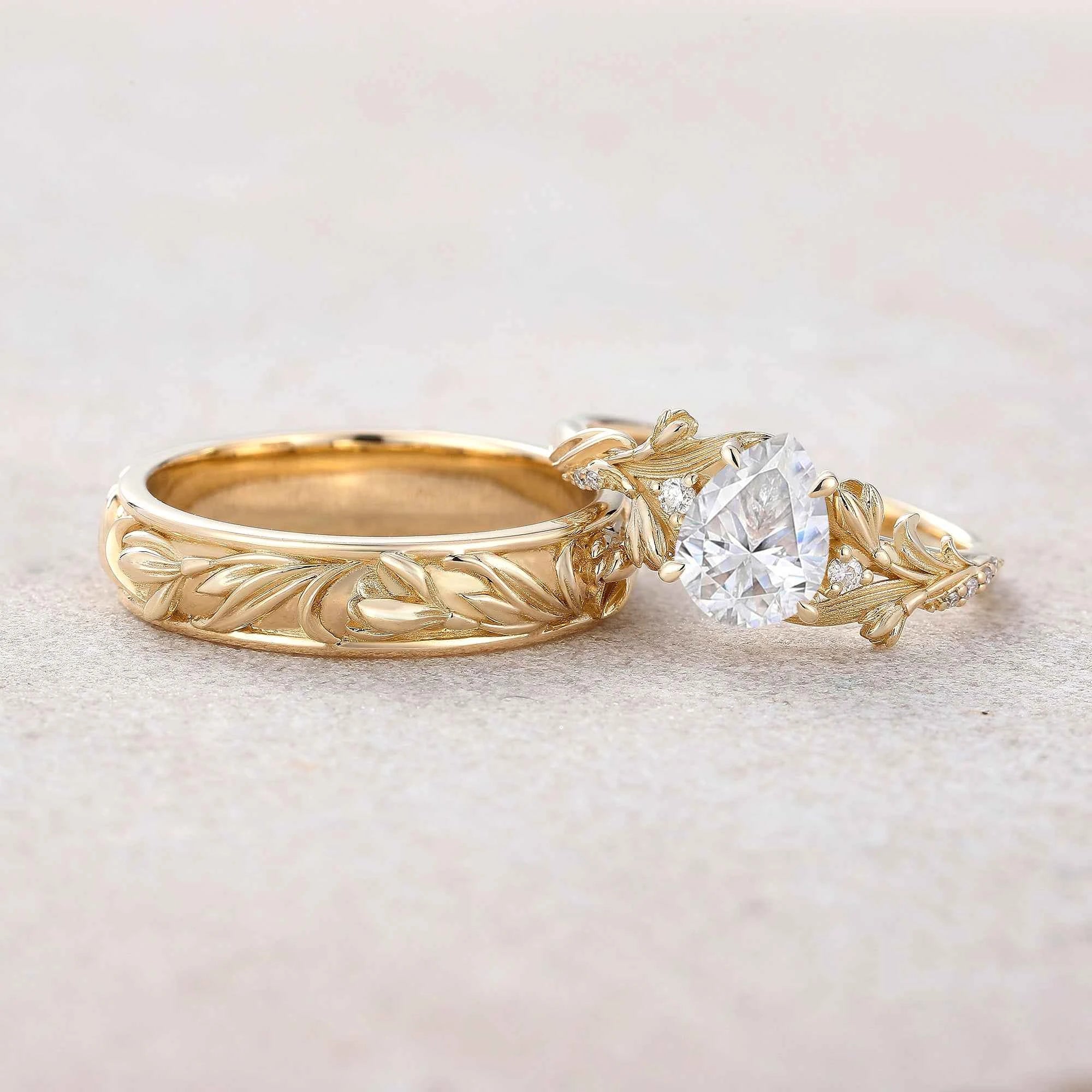 Floral Inspired | 2pcs Snowdrop Design Moissanite Couple Rings