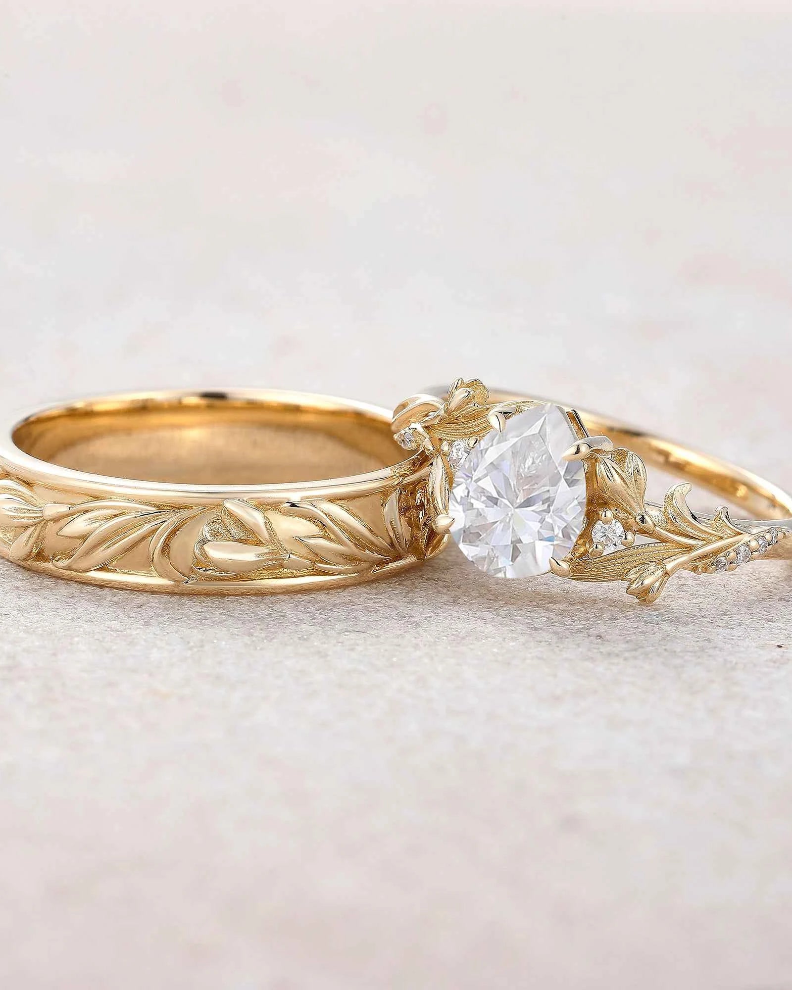 Floral Inspired | 2pcs Snowdrop Design Moissanite Couple Rings