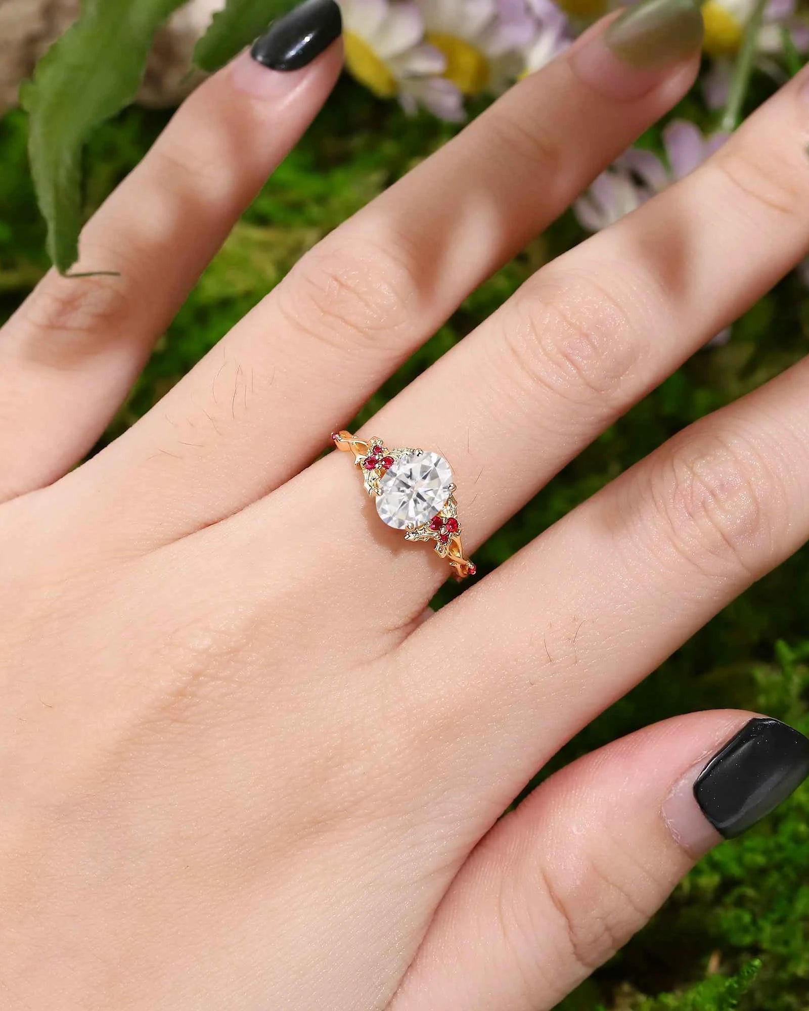 Leaf Inspired | Christmas Holly Leaf Moissanite Engagement Ring