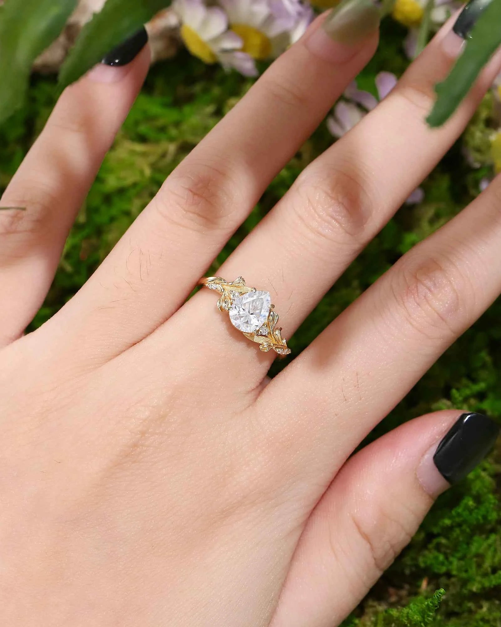 Floral Inspired | Snowdrop Design Moissanite Engagement Ring
