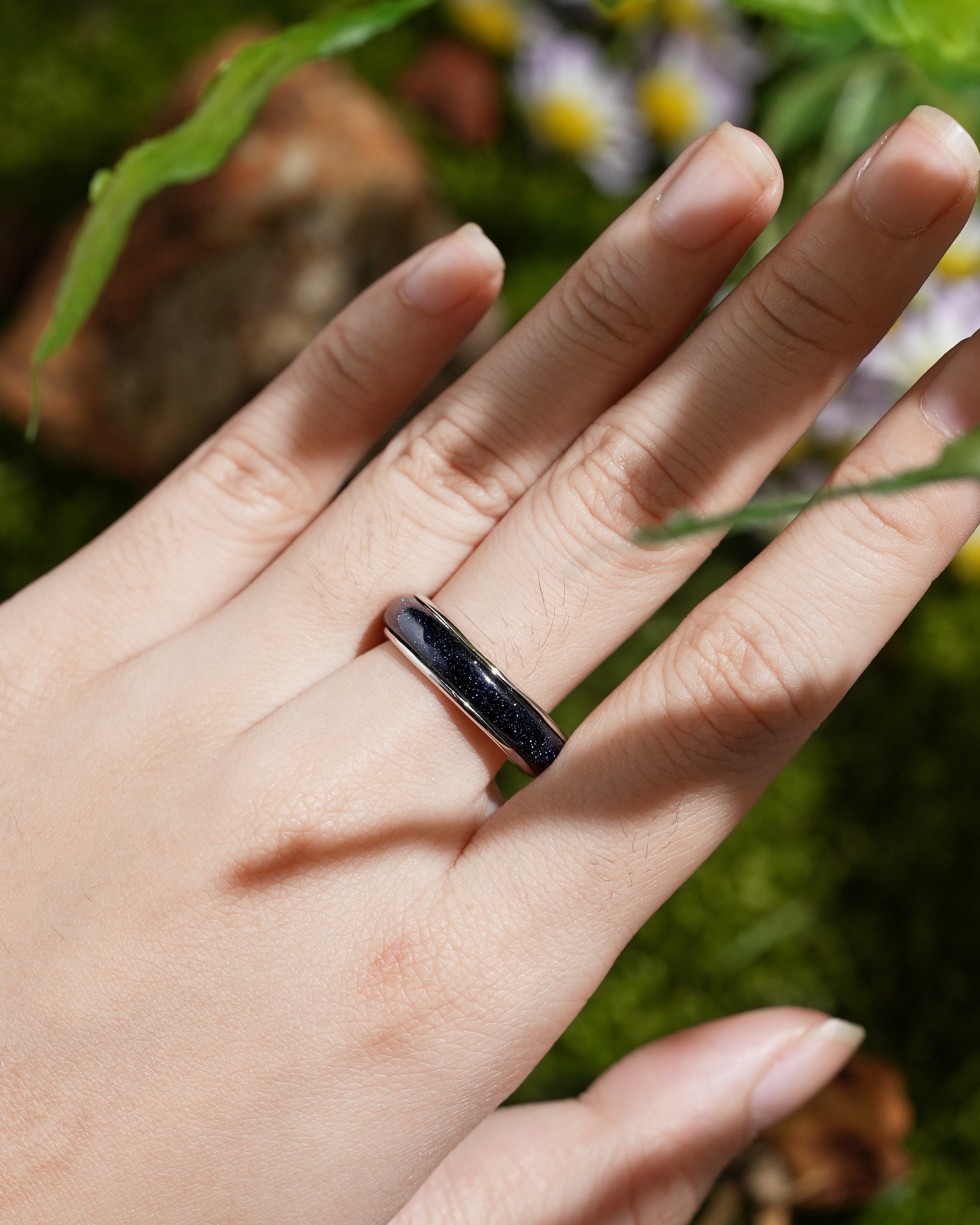 Star Inspired | Unique Star Design Sandstone Wedding Band White Gold Unisex Stacking Ring His and Hers Ring - LCCjewelry