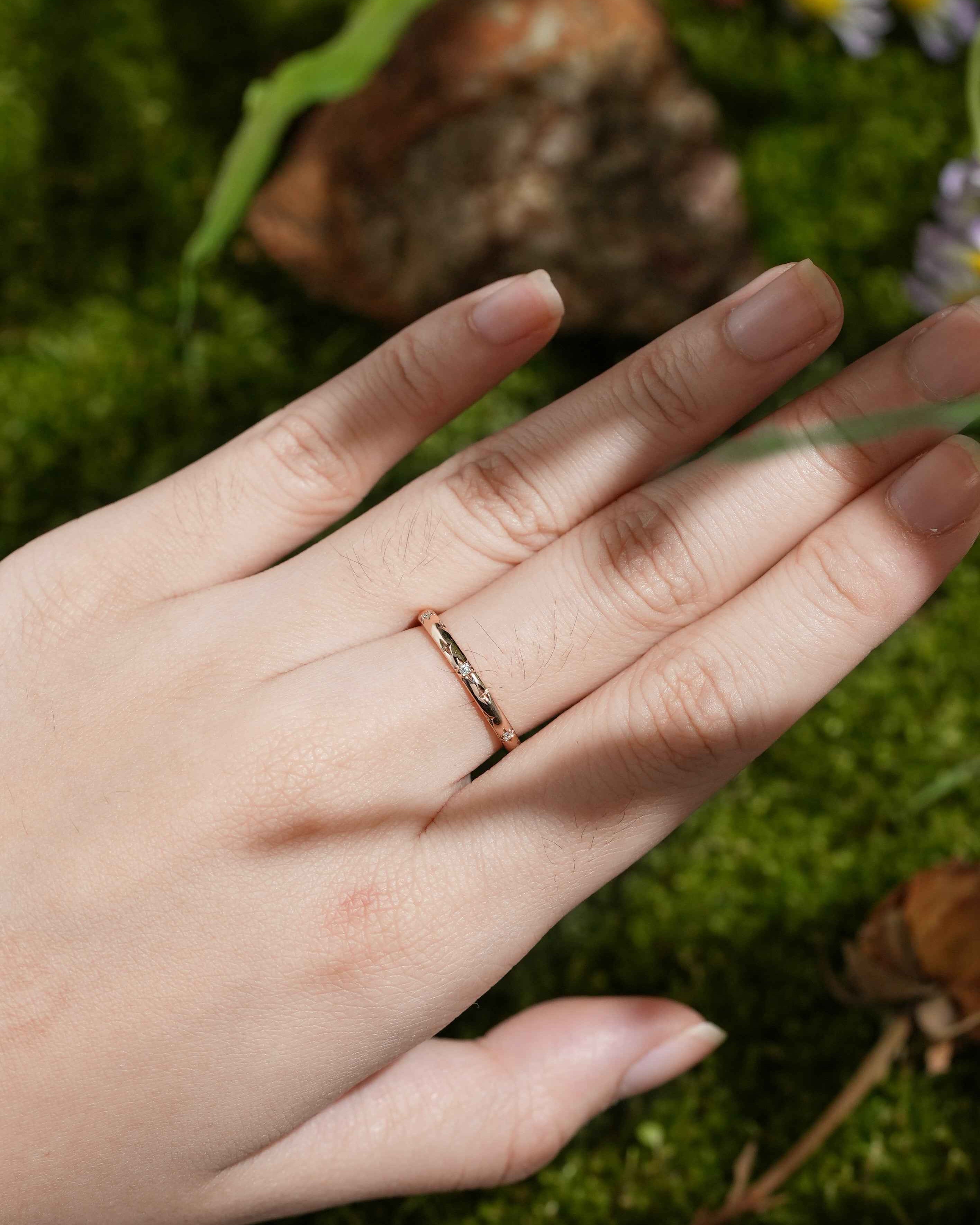 Star Inspired | Unique Star Design Moissanite Wedding Band