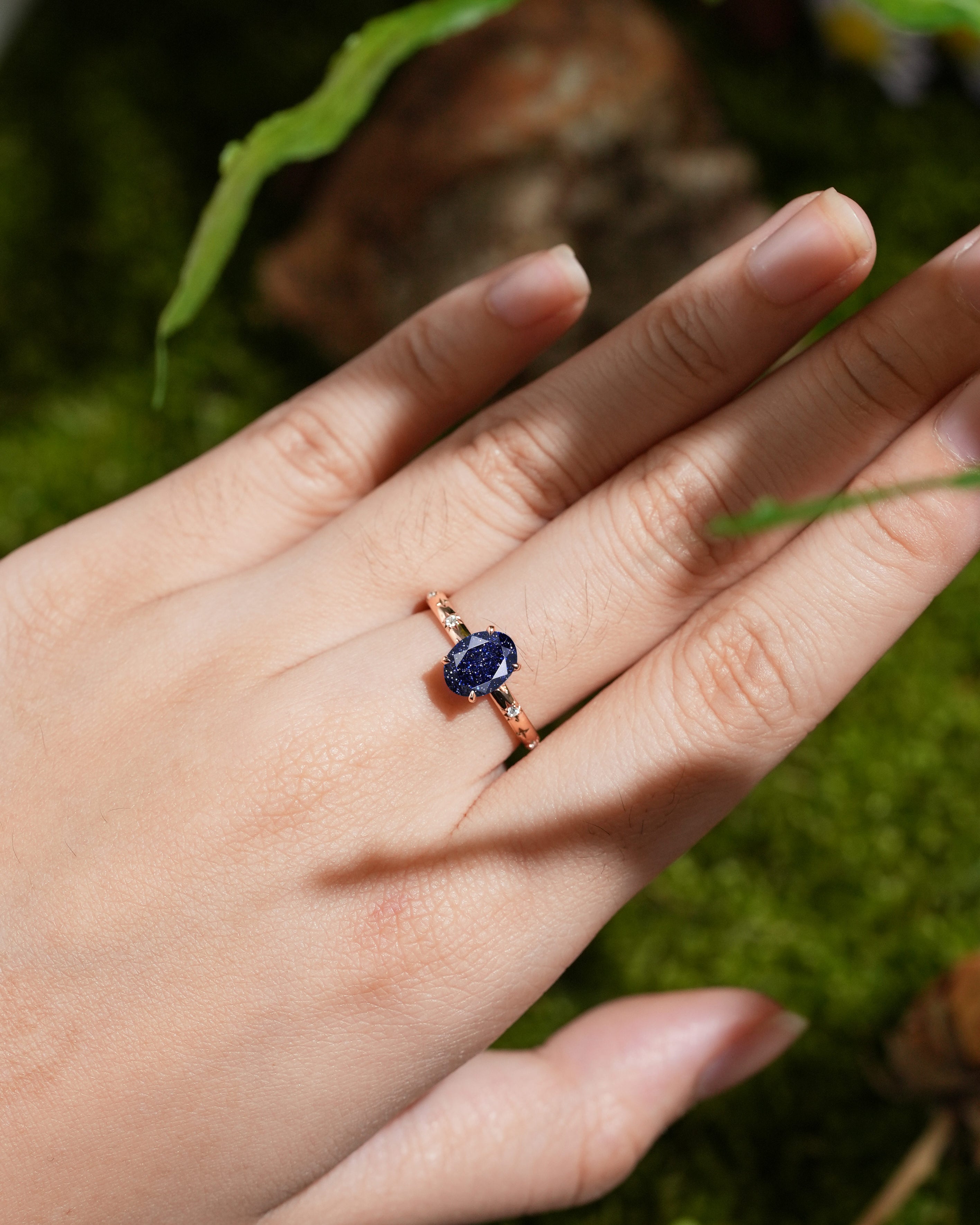Star Inspired | Unique Sandstone Leaf Design Engagement Ring Rose Gold Promise Rings For Her - LCCjewelry