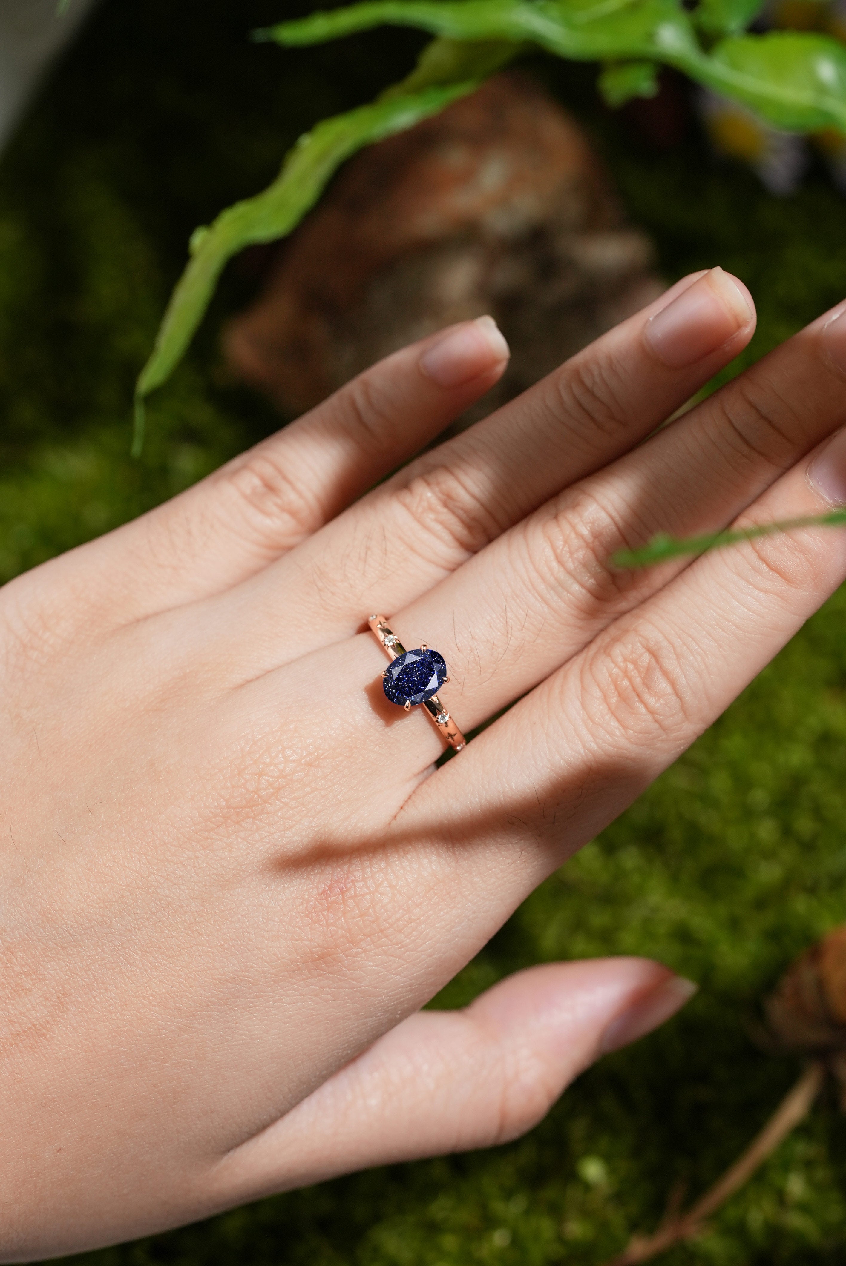 Star Inspired | Unique Sandstone Leaf Design Engagement Ring Rose Gold Promise Rings For Her - LCCjewelry