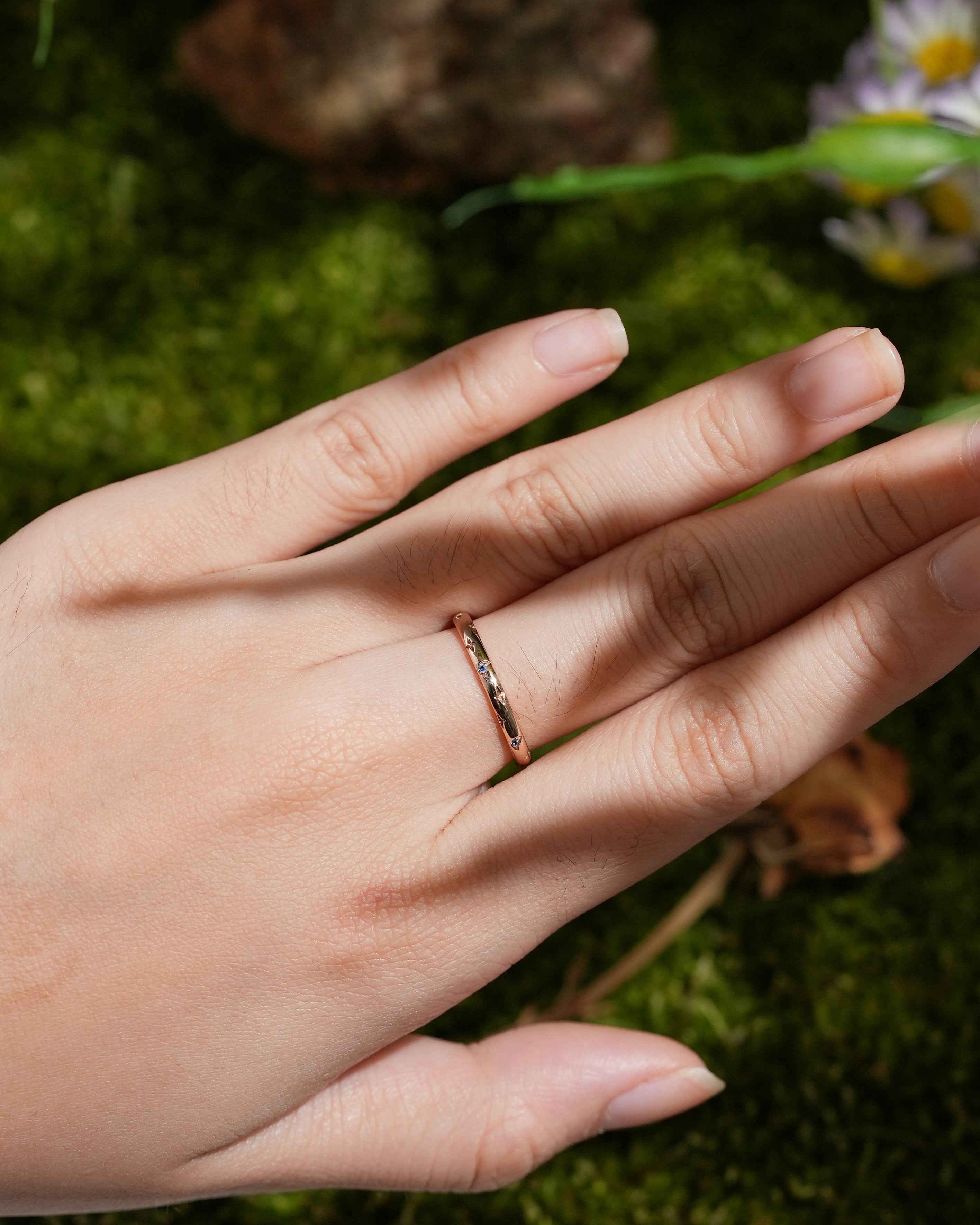 Moon Inspired | Sapphire Eternity Star Wedding Band