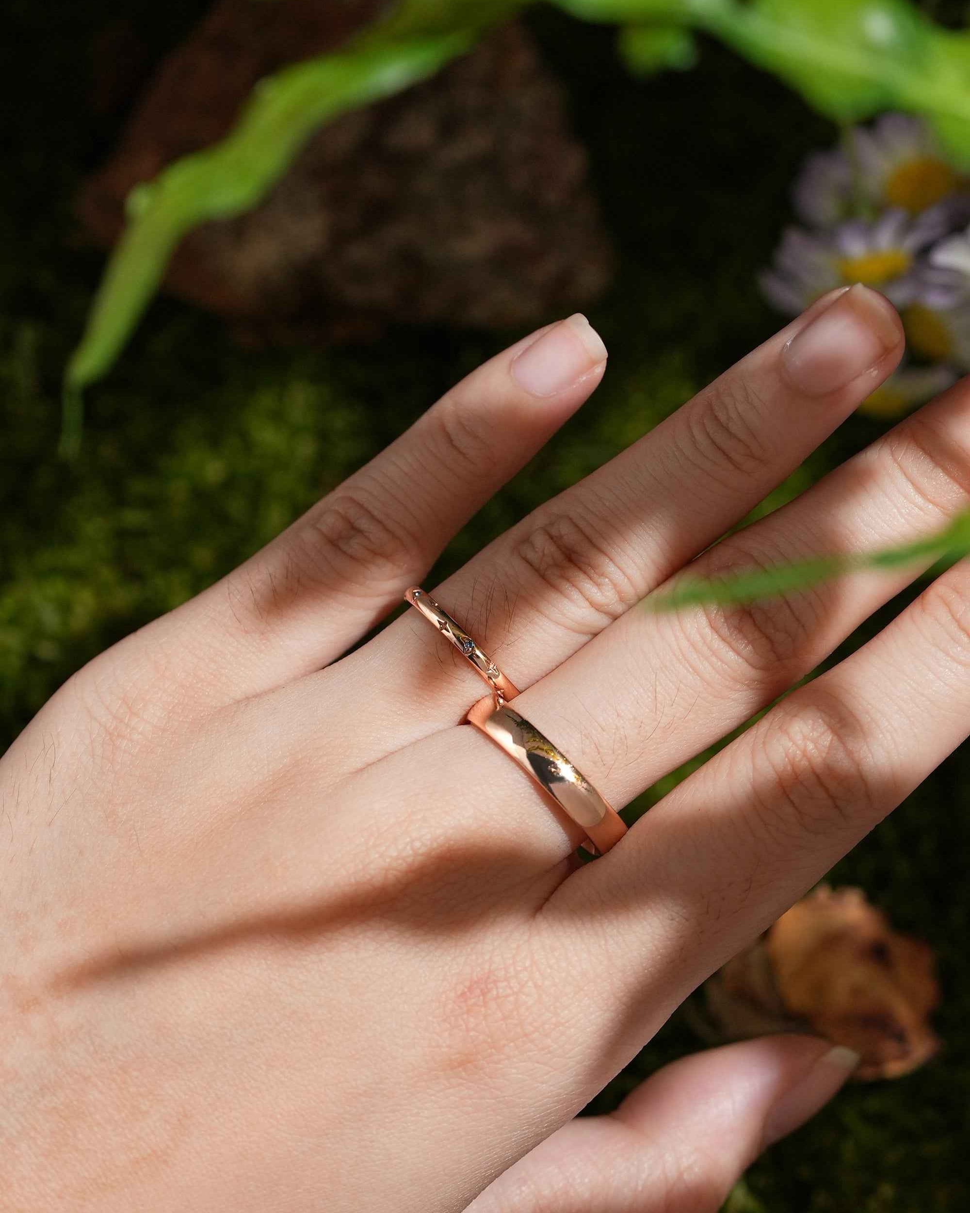 Moon Inspired | Moon Star Couple Rings Set For Men and Women