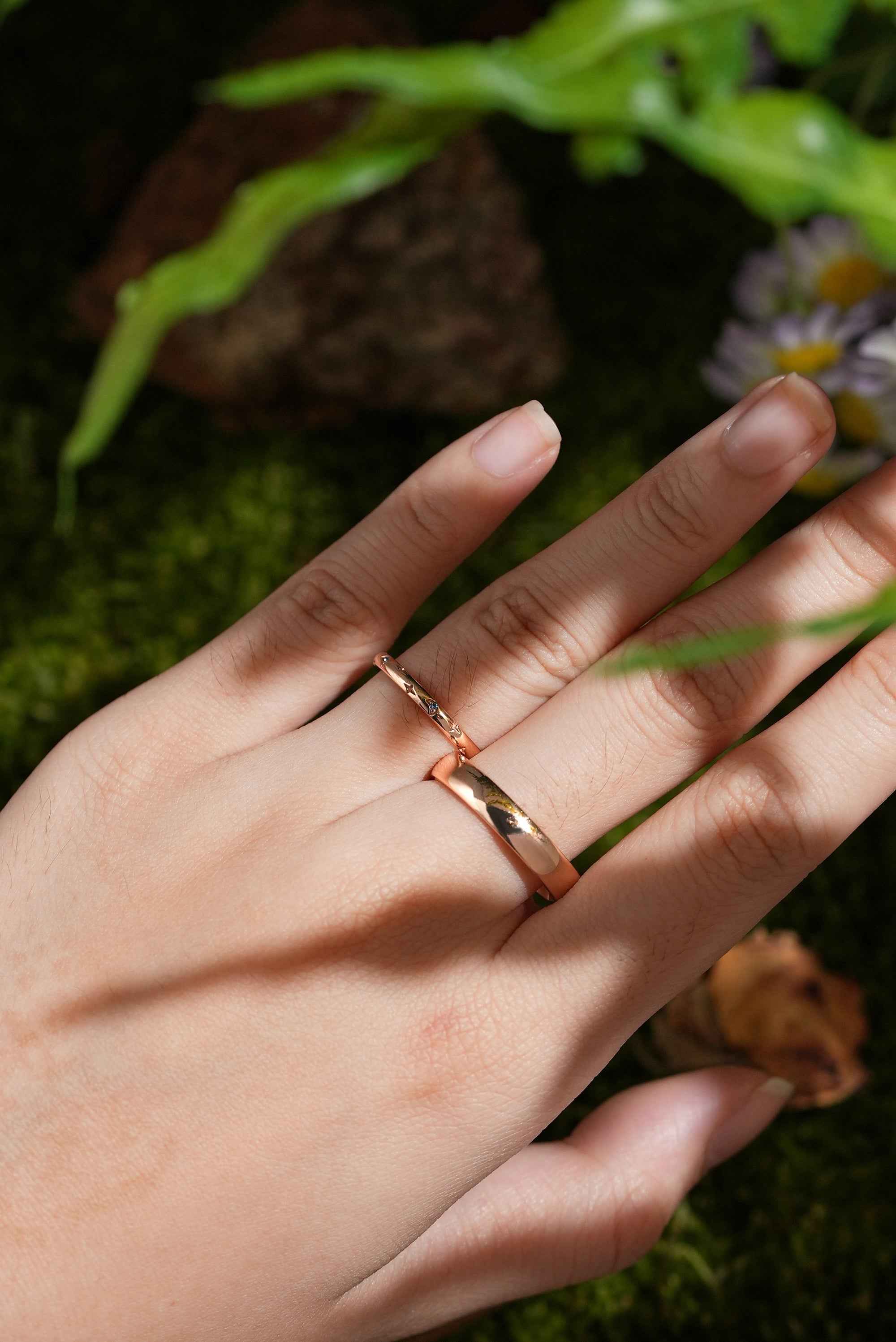 Moon Inspired | Moon Star Couple Rings Set For Men and Women