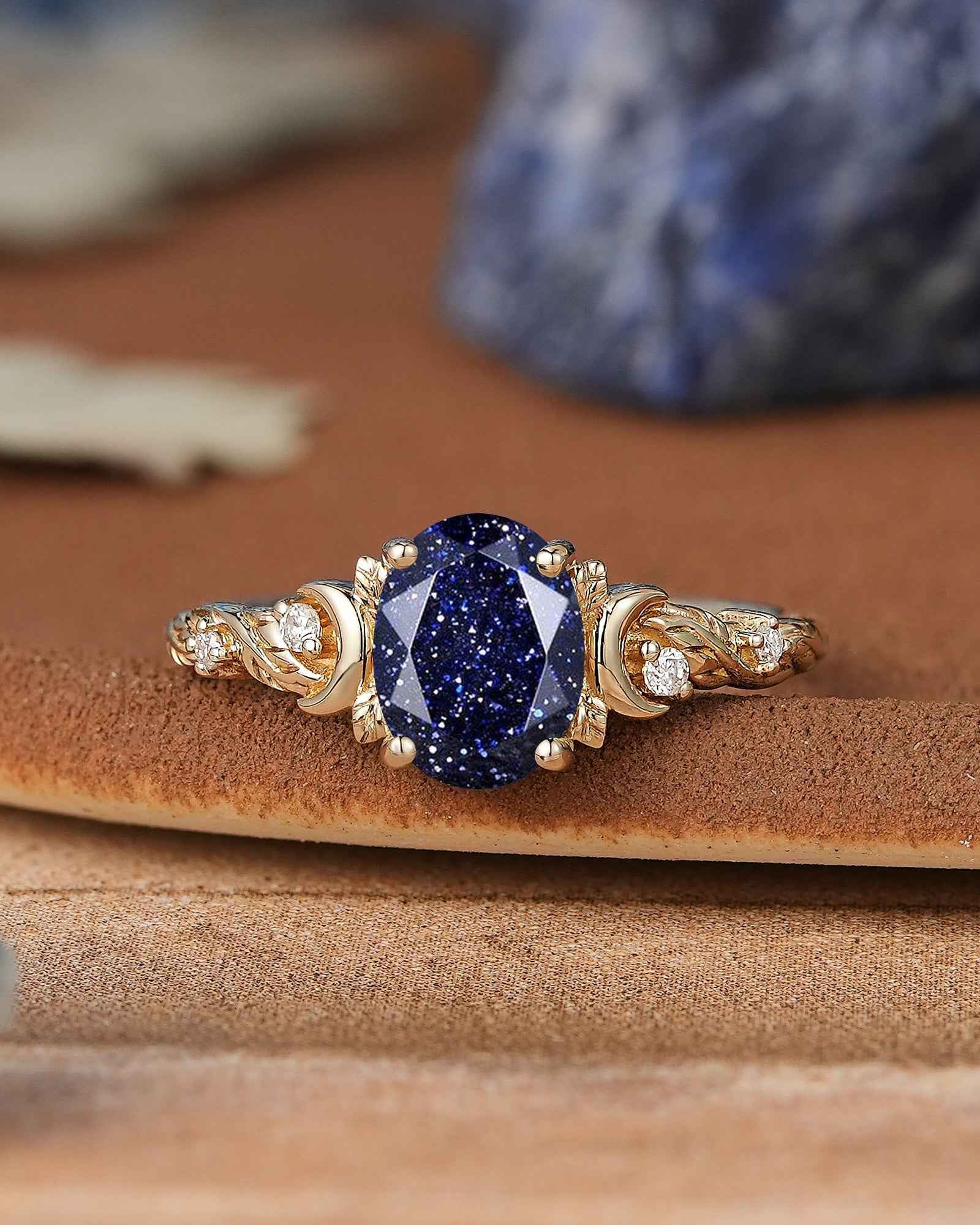 Moon Inspired | Sandstone Leaf & Moon Engagement Ring
