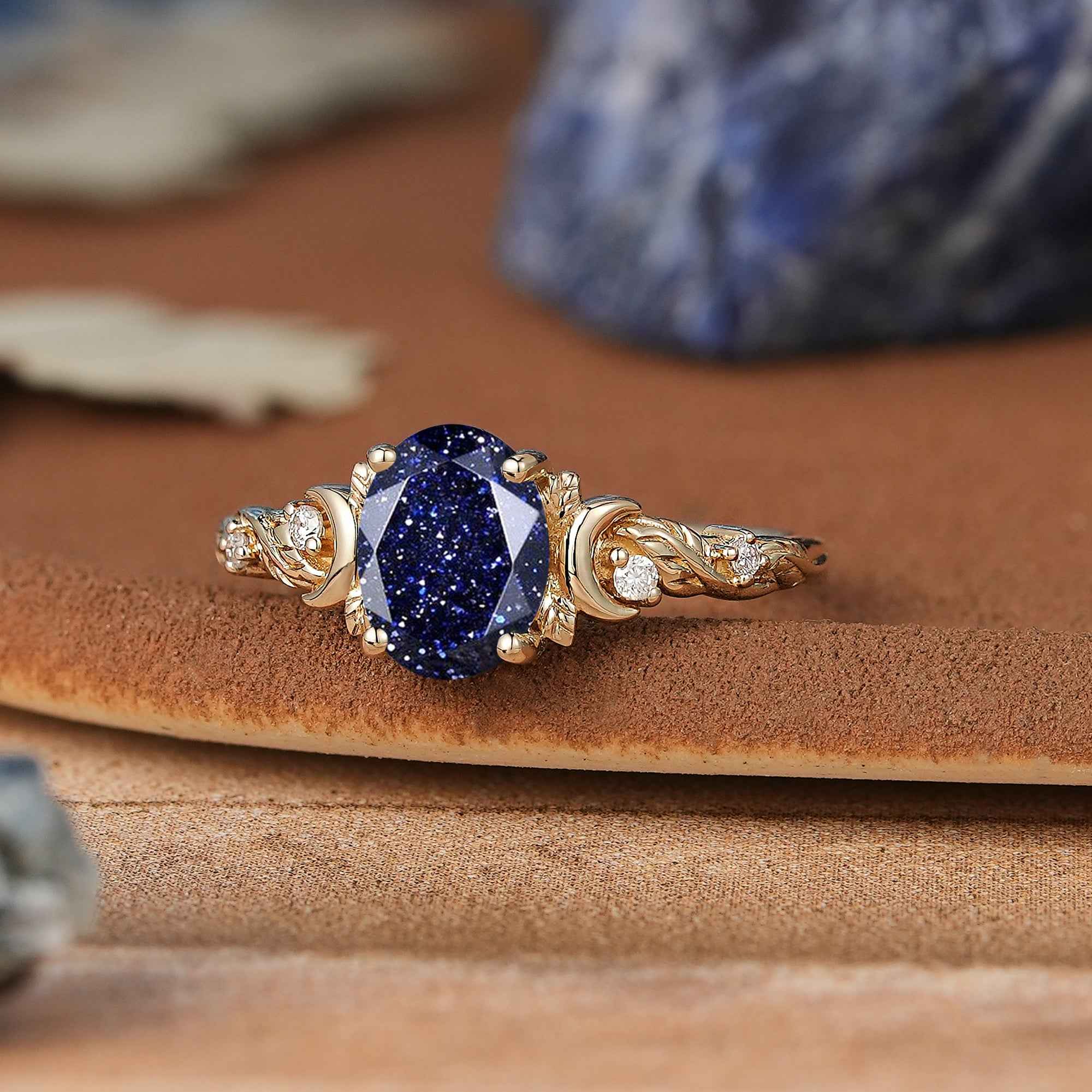 Moon Inspired | Sandstone Leaf & Moon Engagement Ring