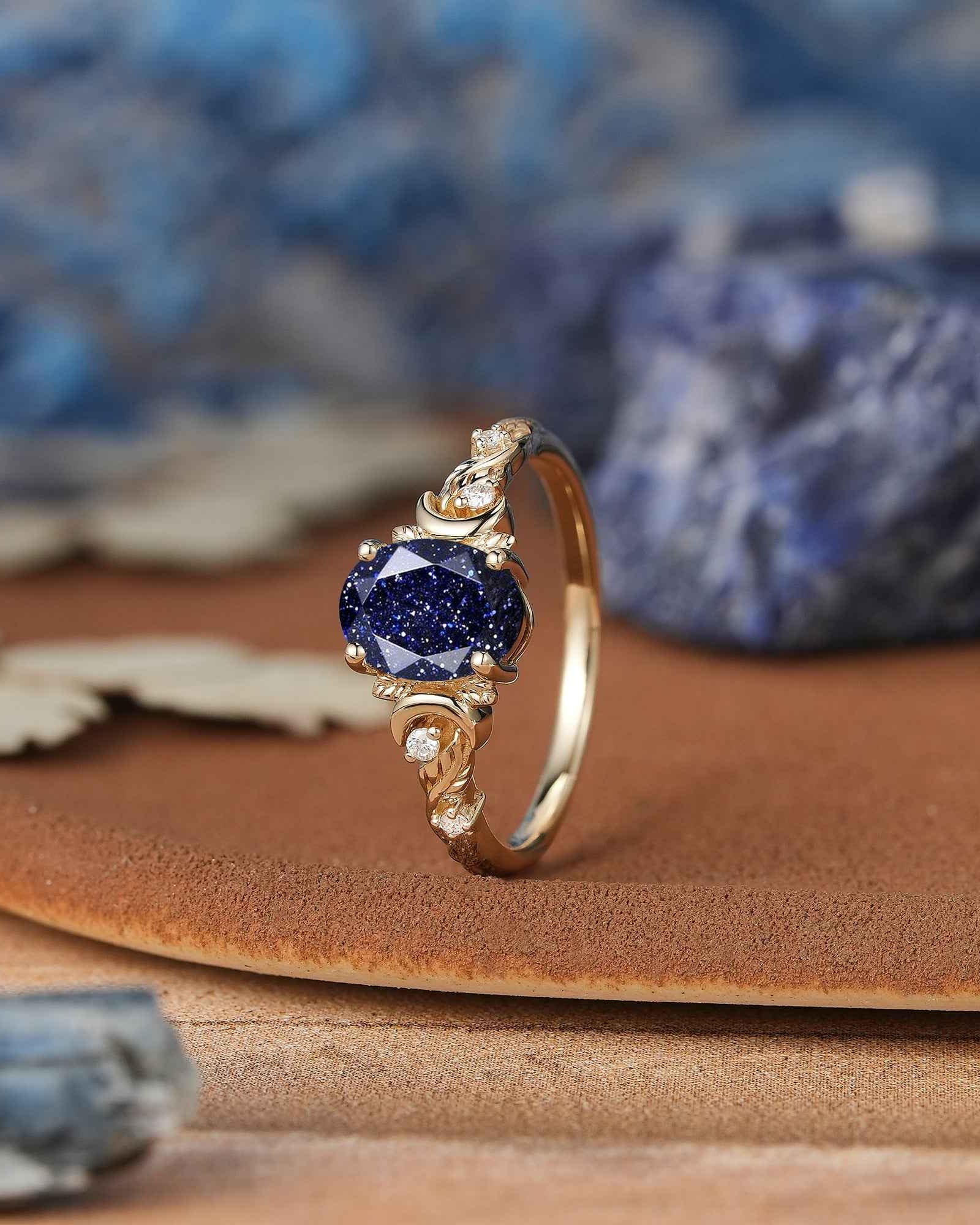 Moon Inspired | Sandstone Leaf & Moon Engagement Ring