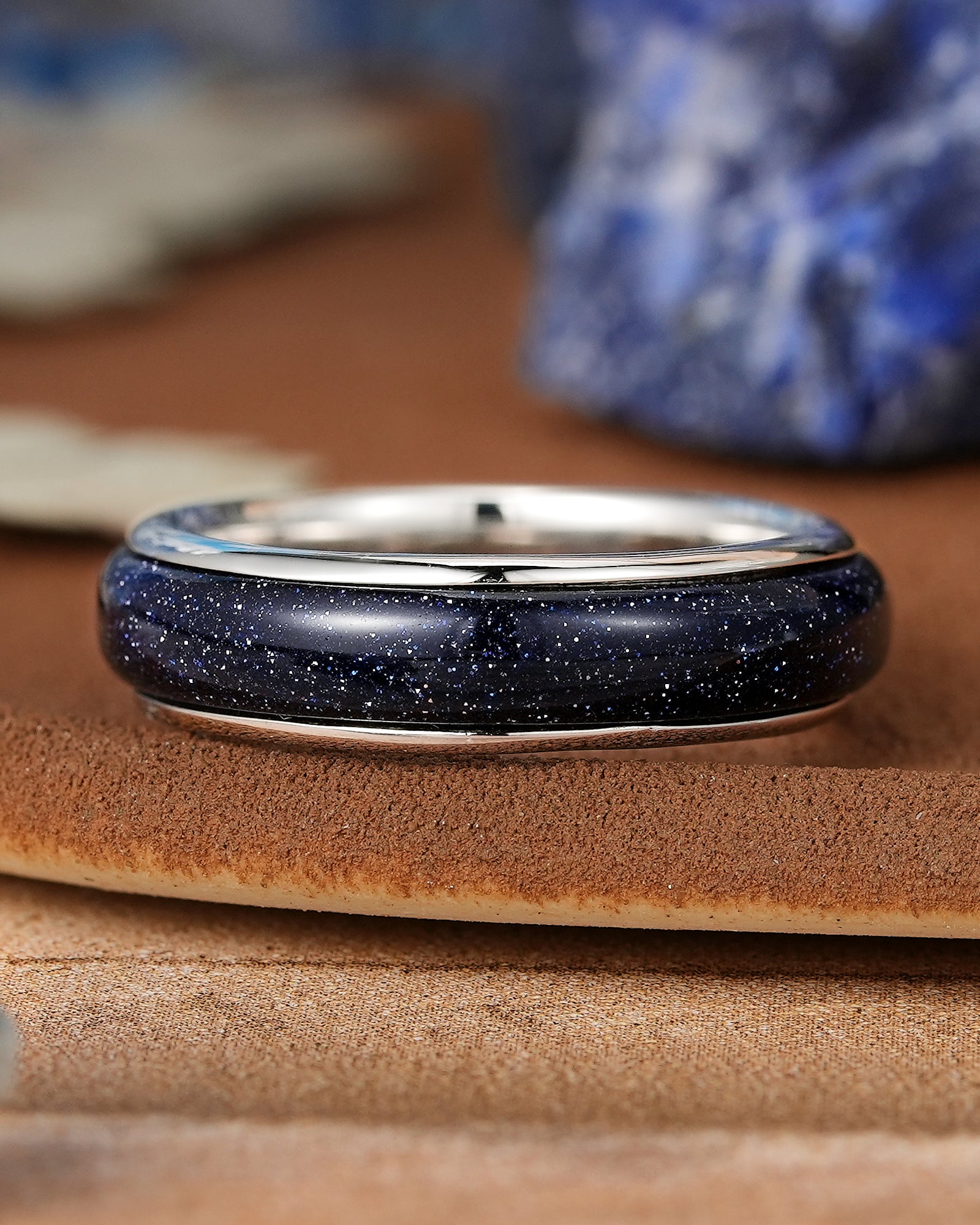 Star Inspired | Unique Star Design Sandstone Wedding Band White Gold Unisex Stacking Ring His and Hers Ring - LCCjewelry