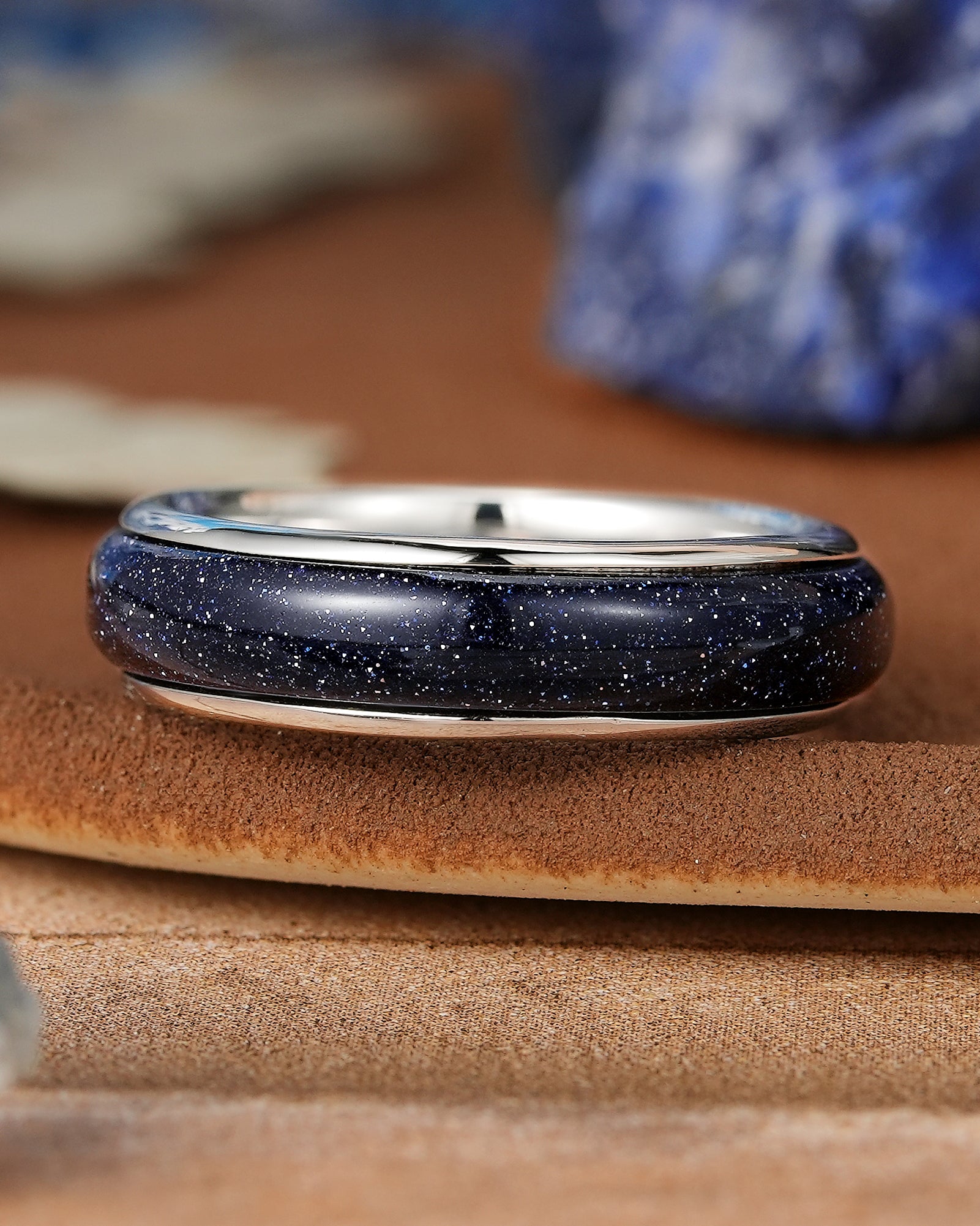 Star Inspired | Unique Star Design Sandstone Wedding Band White Gold Unisex Stacking Ring His and Hers Ring - LCCjewelry