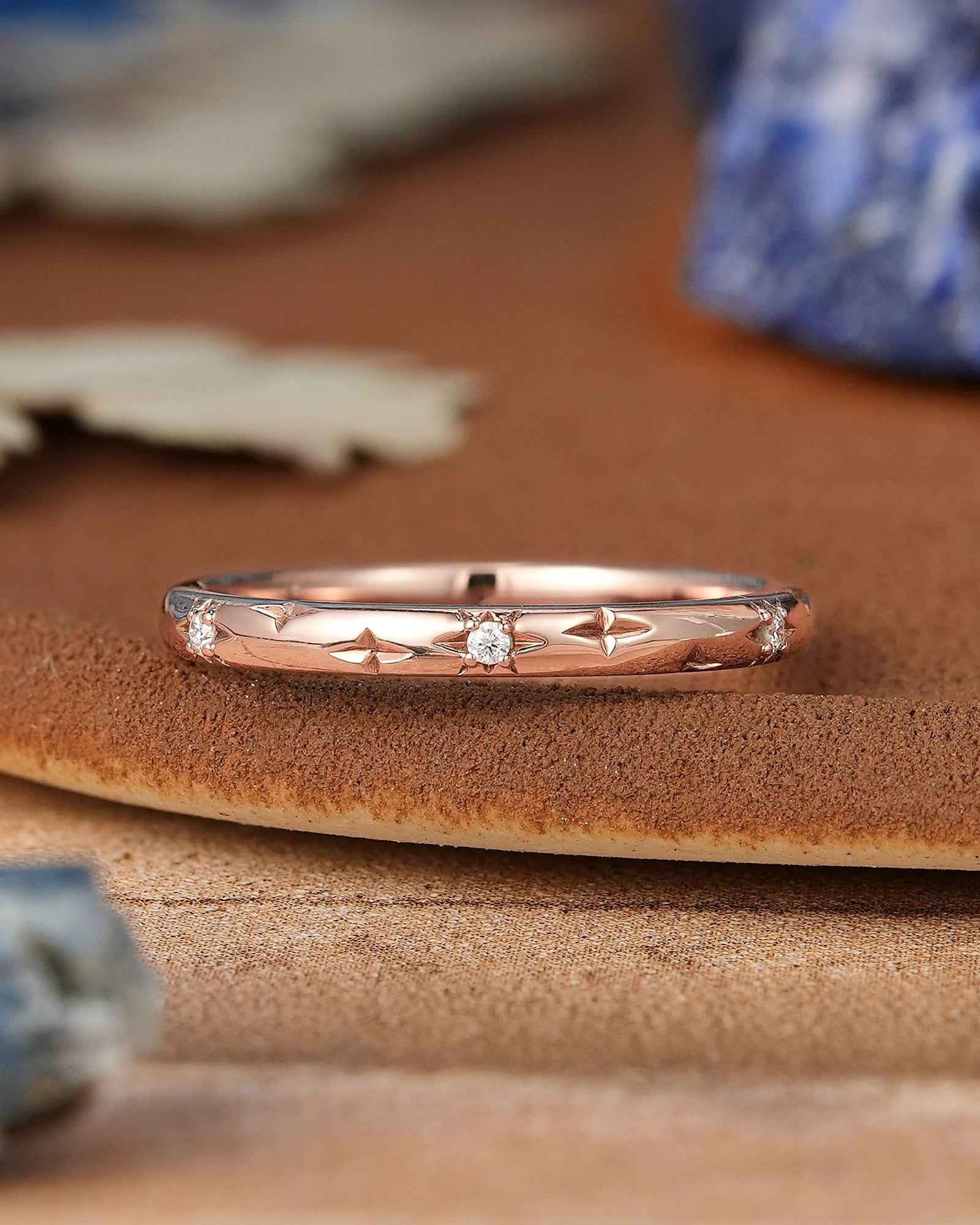 Star Inspired | Unique Star Design Moissanite Wedding Band