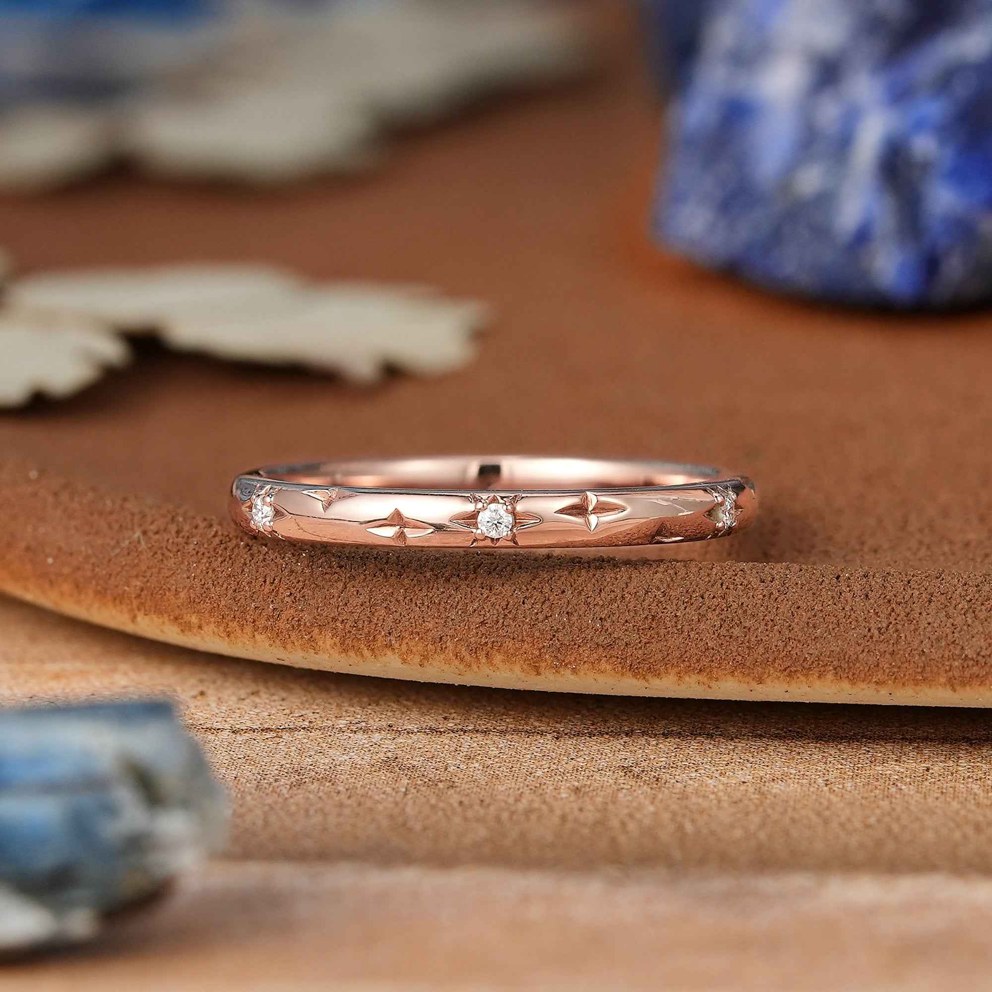 Star Inspired | Unique Star Design Moissanite Wedding Band