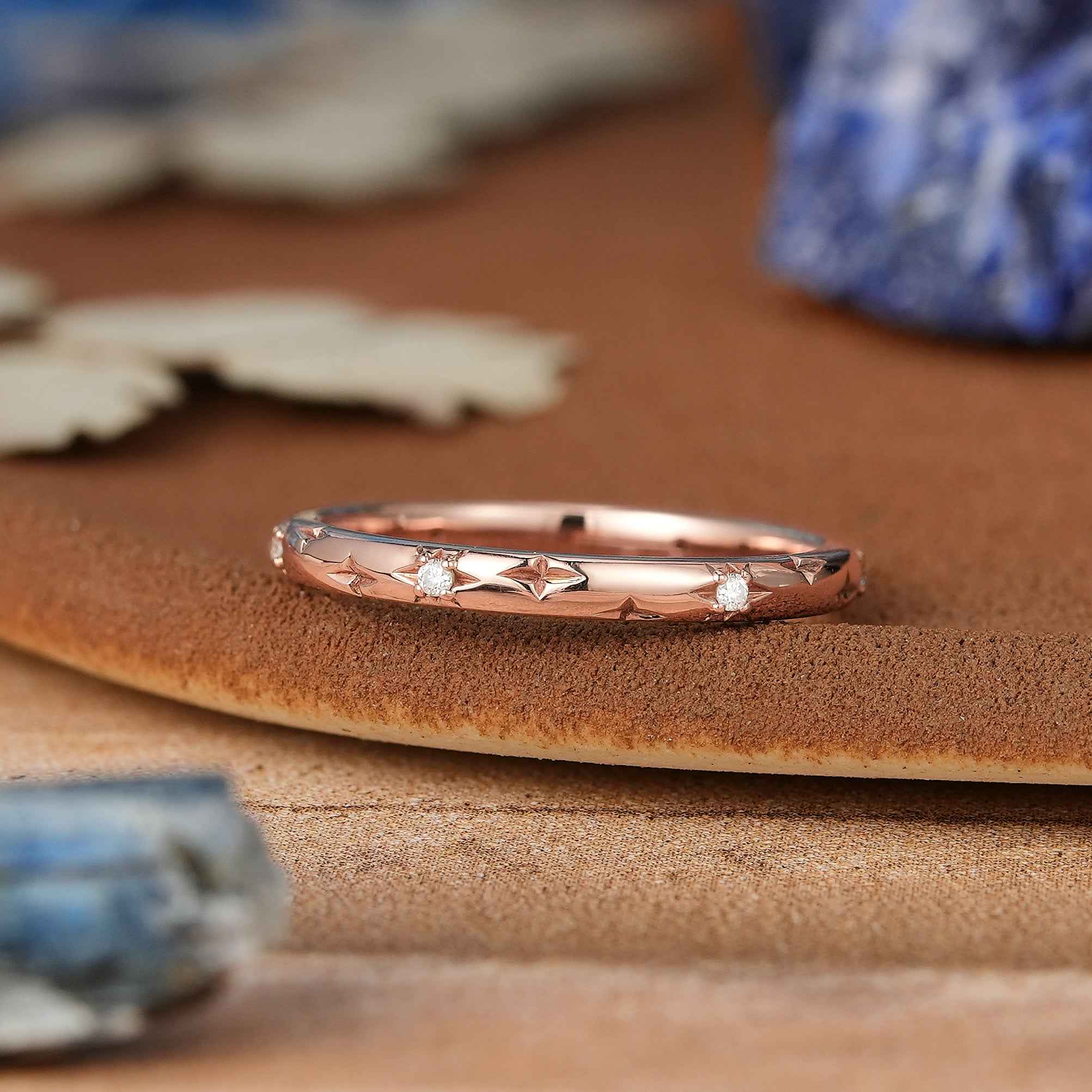 Star Inspired | Unique Star Design Moissanite Wedding Band